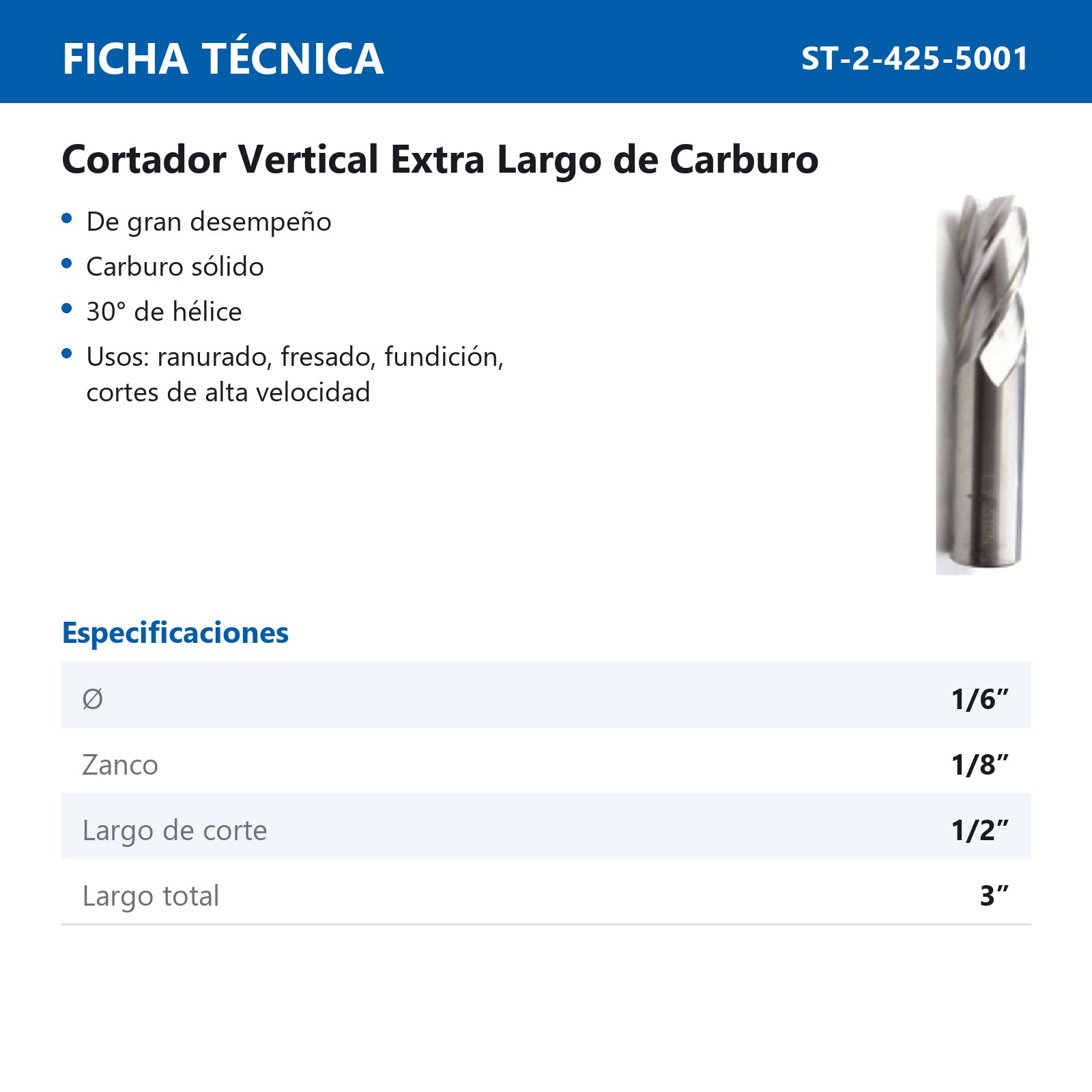 CORT. VERT. CARBURO EXT/LGO 1/16 X 1/8"4 - Imagen 2