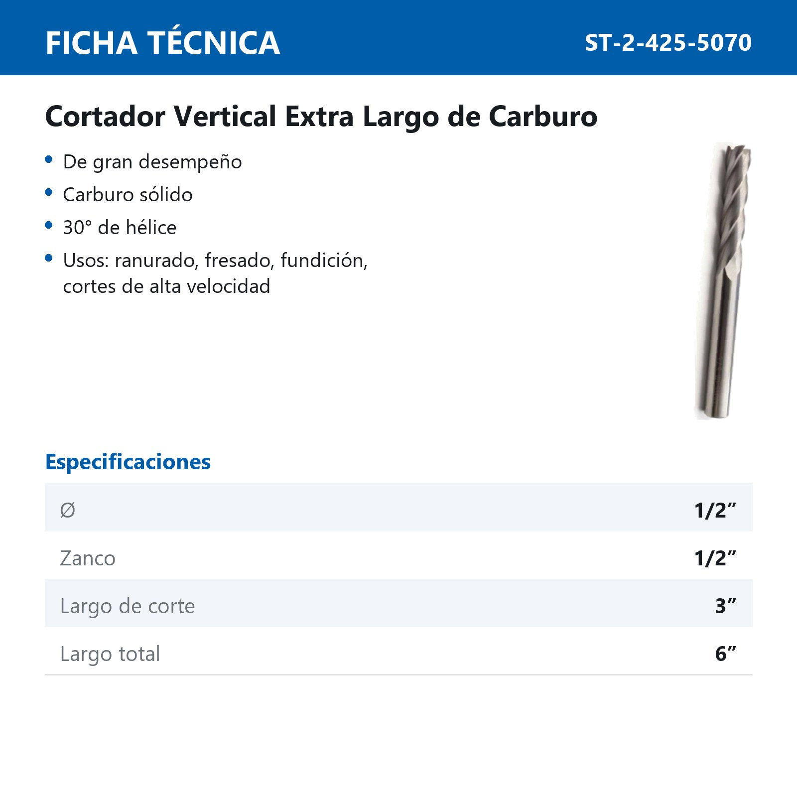 CORT. VERT. CARBURO EXT/LGO 1/2 X 1/2" 4 - Imagen 2