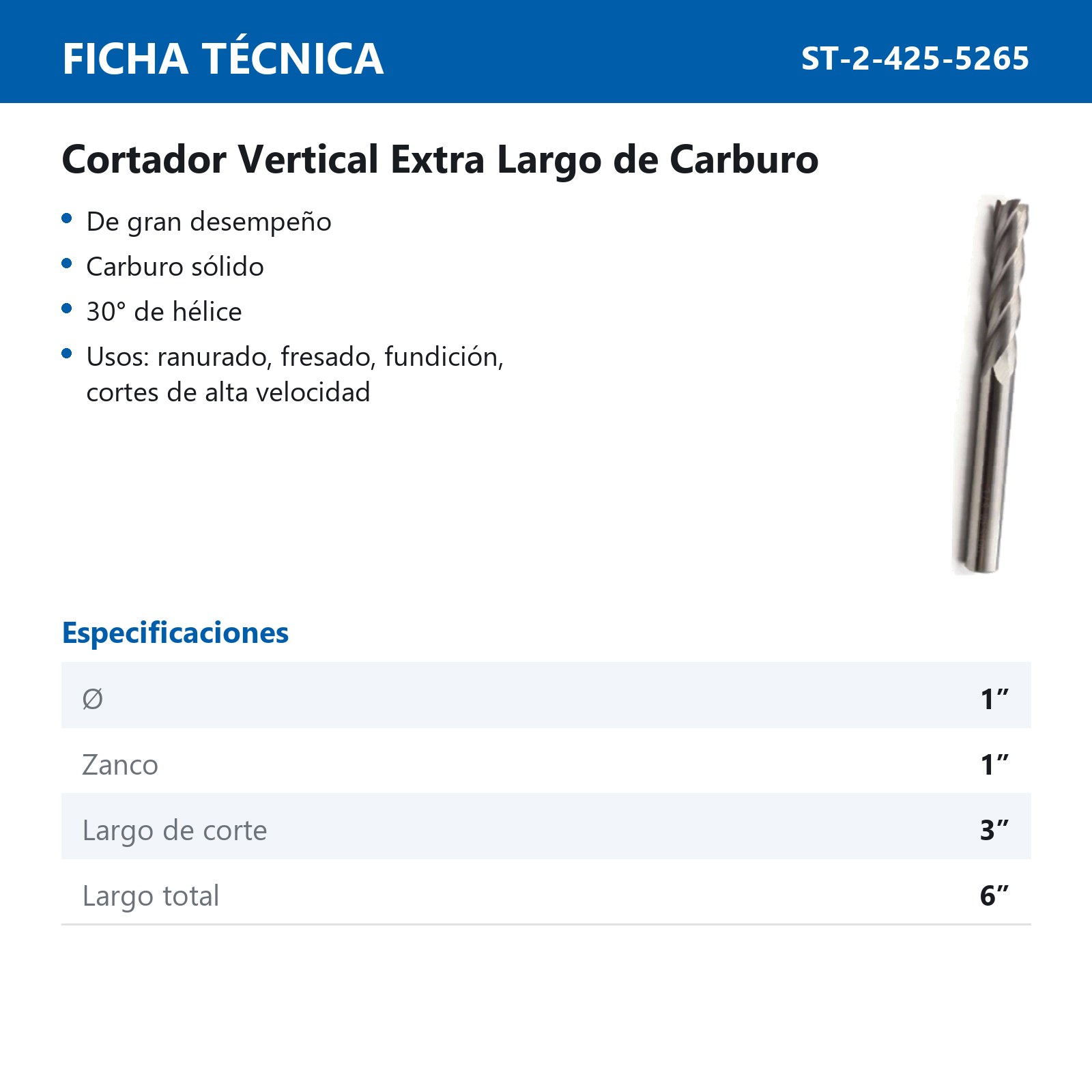 CORT. VERT. CARBURO EXT/LGO 1 X 1" 4F - Imagen 2