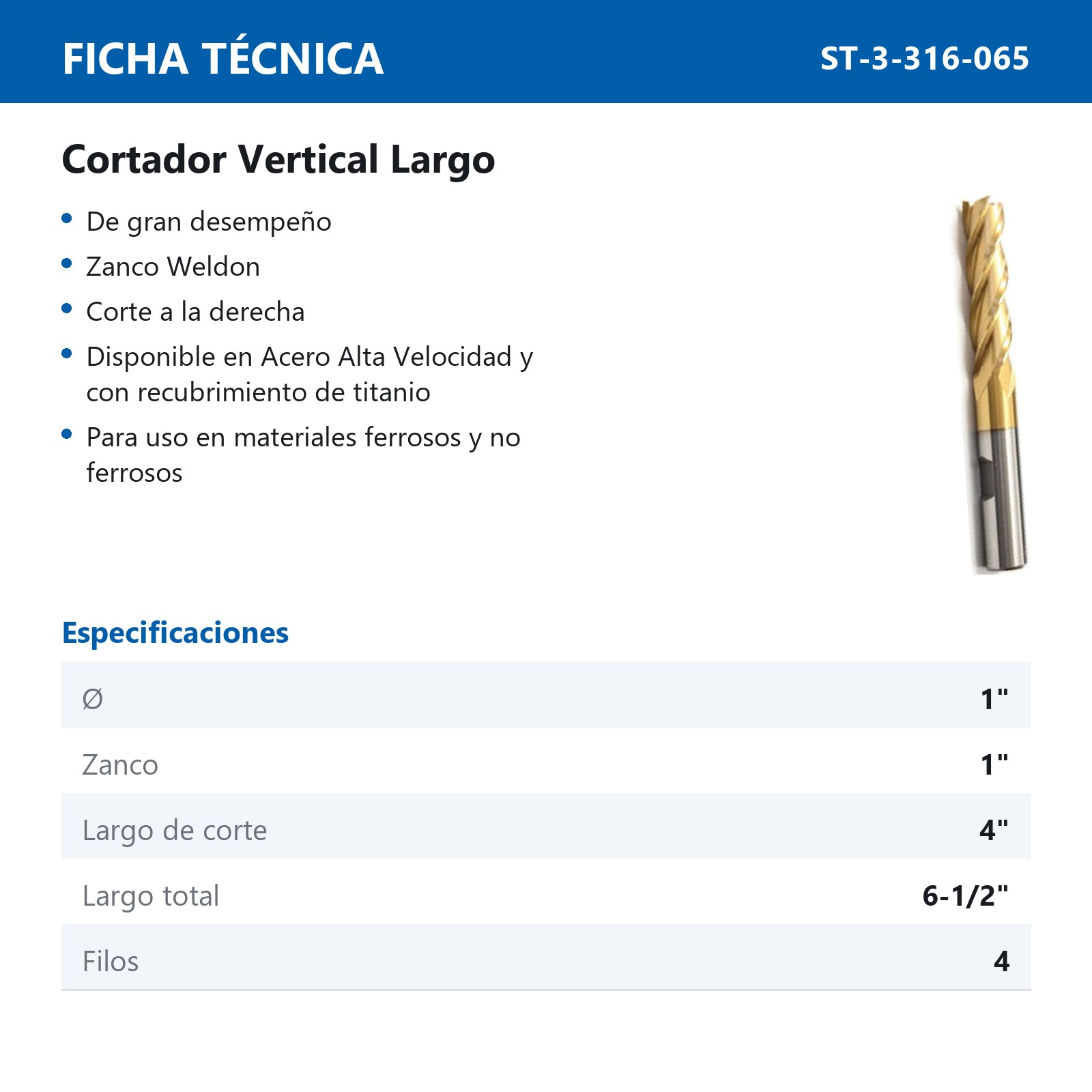 CORTADOR VERTICAL 1 X 1" 4F LGO. TITANIO - Imagen 2
