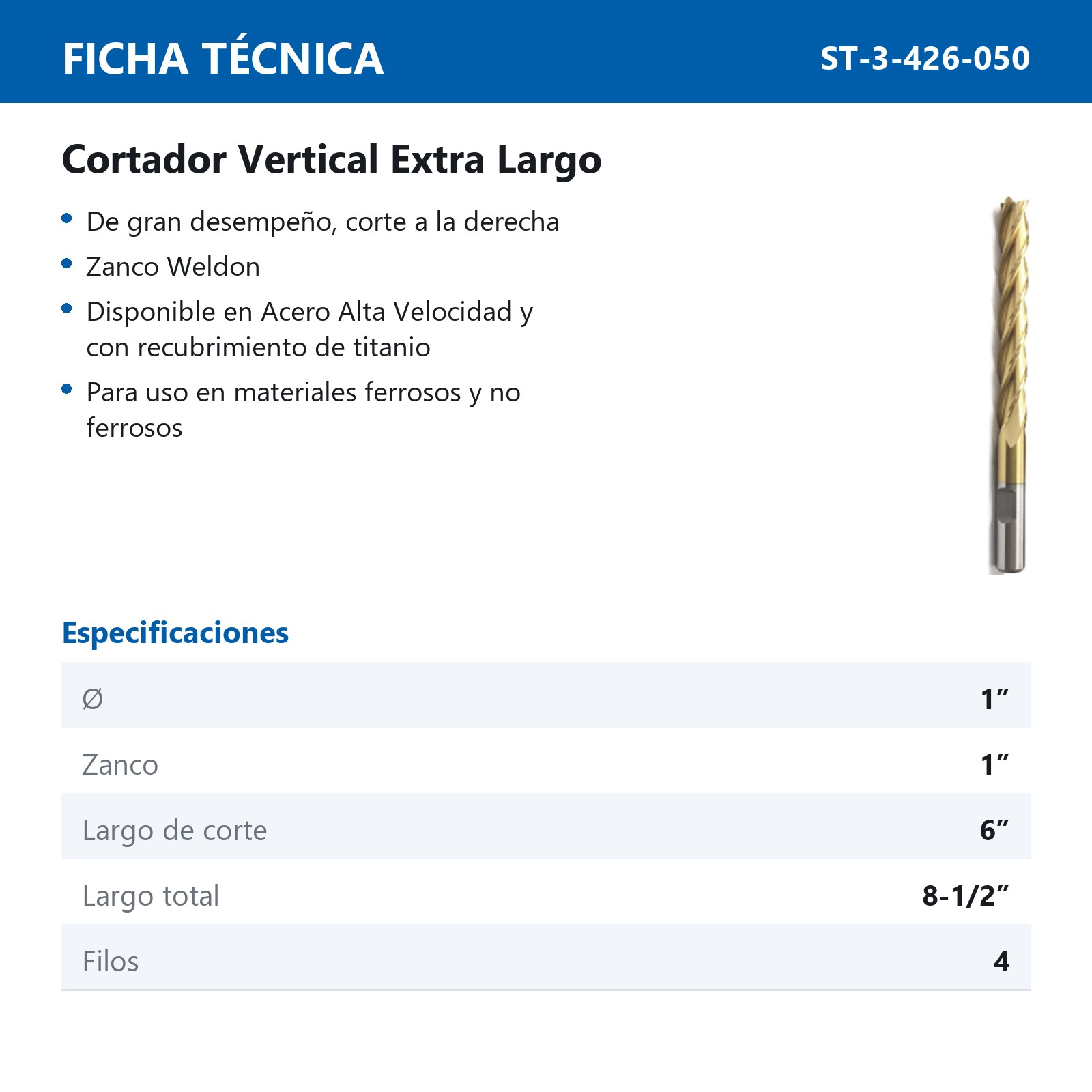 CORTADOR VERTICAL 1 X 1" 4F EXT/LGO TITANIO - Imagen 2