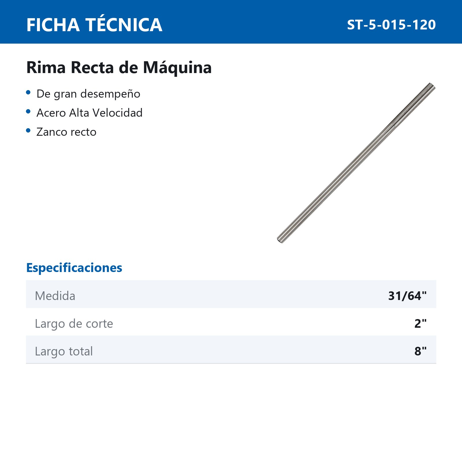 RIMA RECTA DE MAQUINA 31/64" - Imagen 3