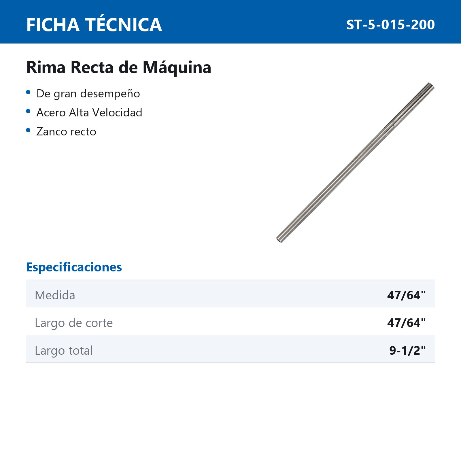 RIMA RECTA DE MAQUINA 47/64" - Imagen 3