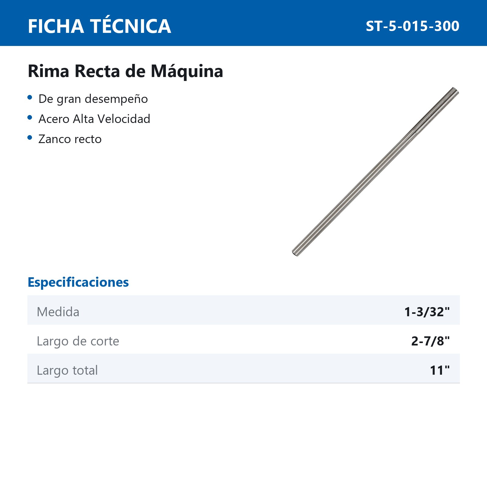 RIMA RECTA DE MAQUINA 1-3/32" - Imagen 3