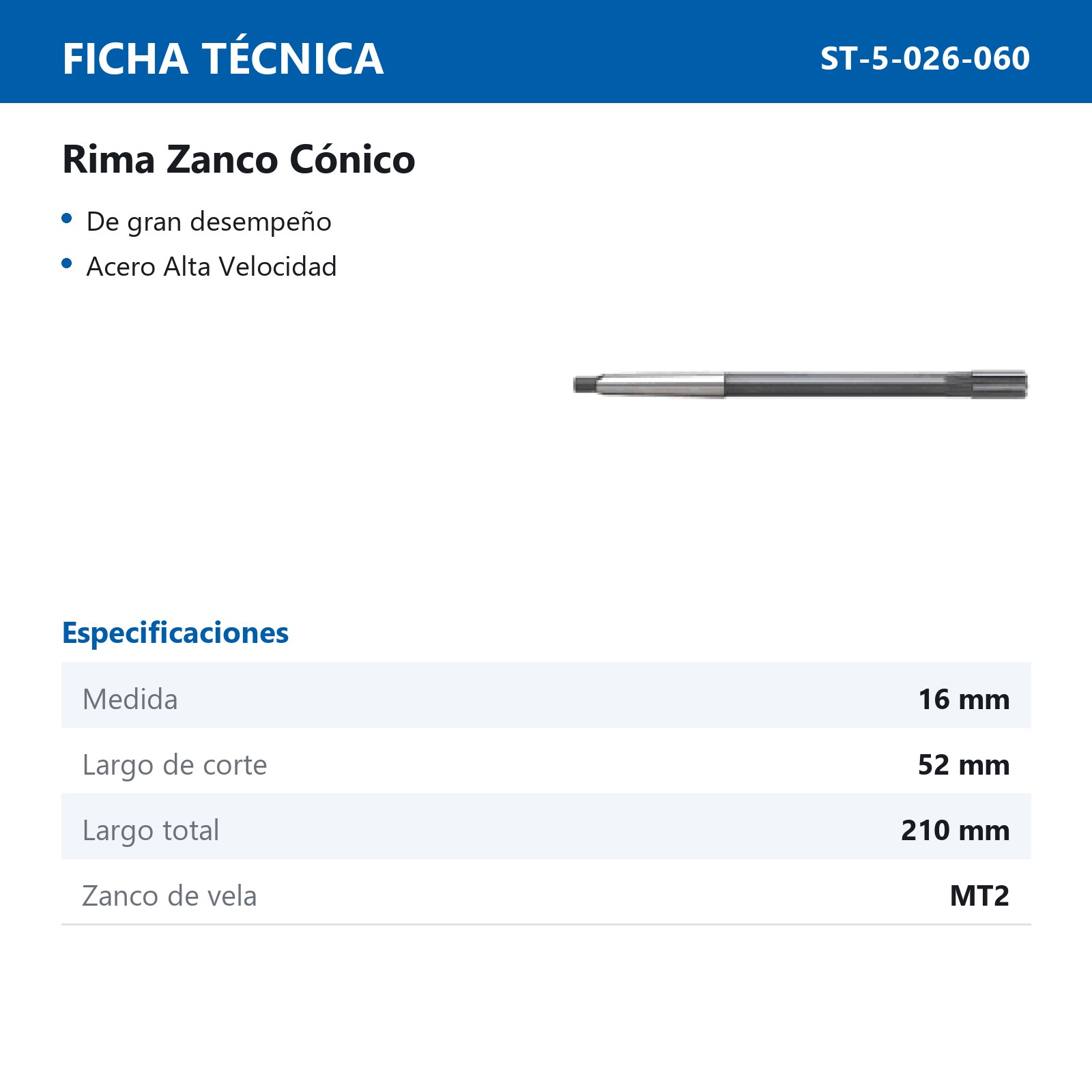 RIMA ZANCO CONICO 16MM MT2 - Imagen 2