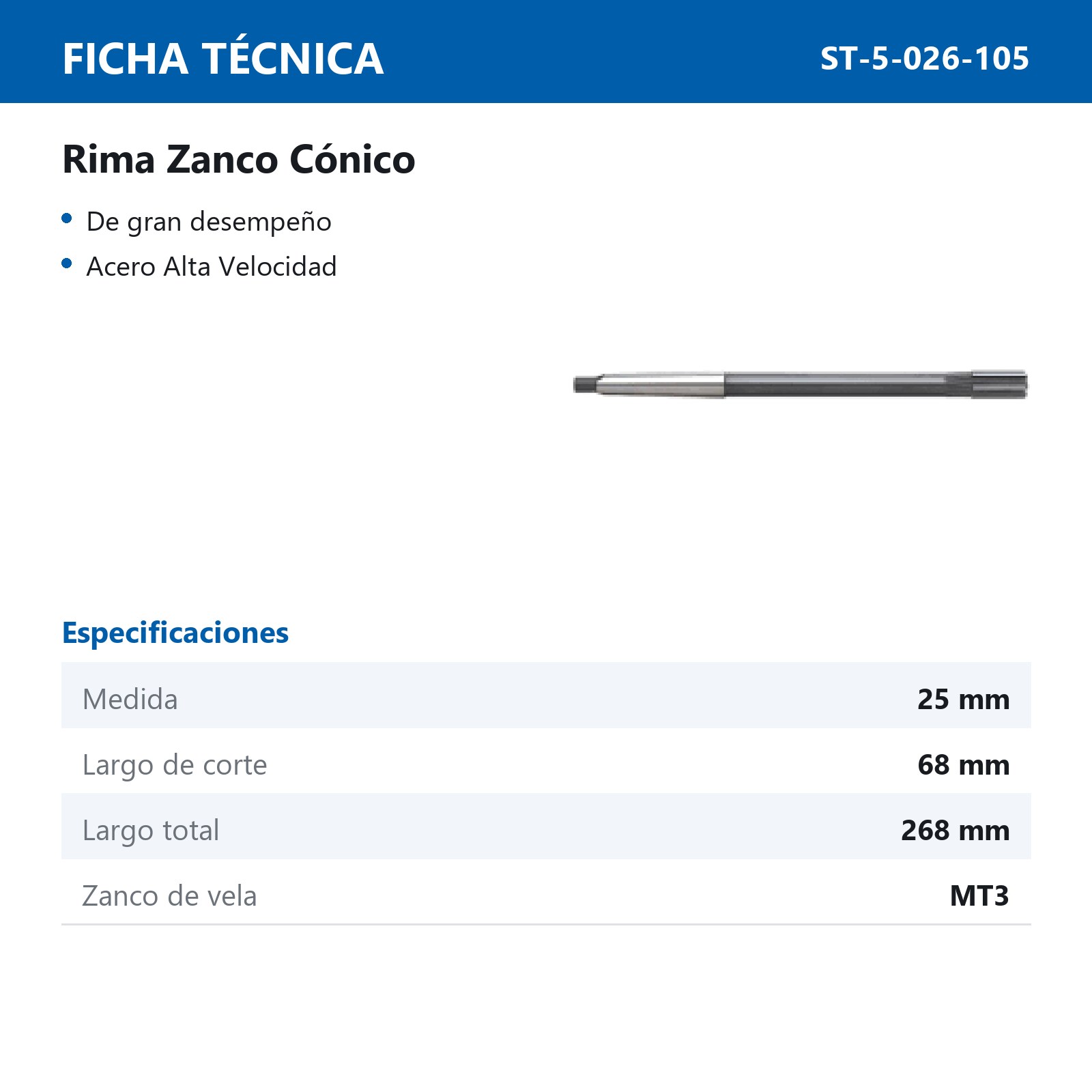 RIMA ZANCO CONICO 25MM MT3 - Imagen 2