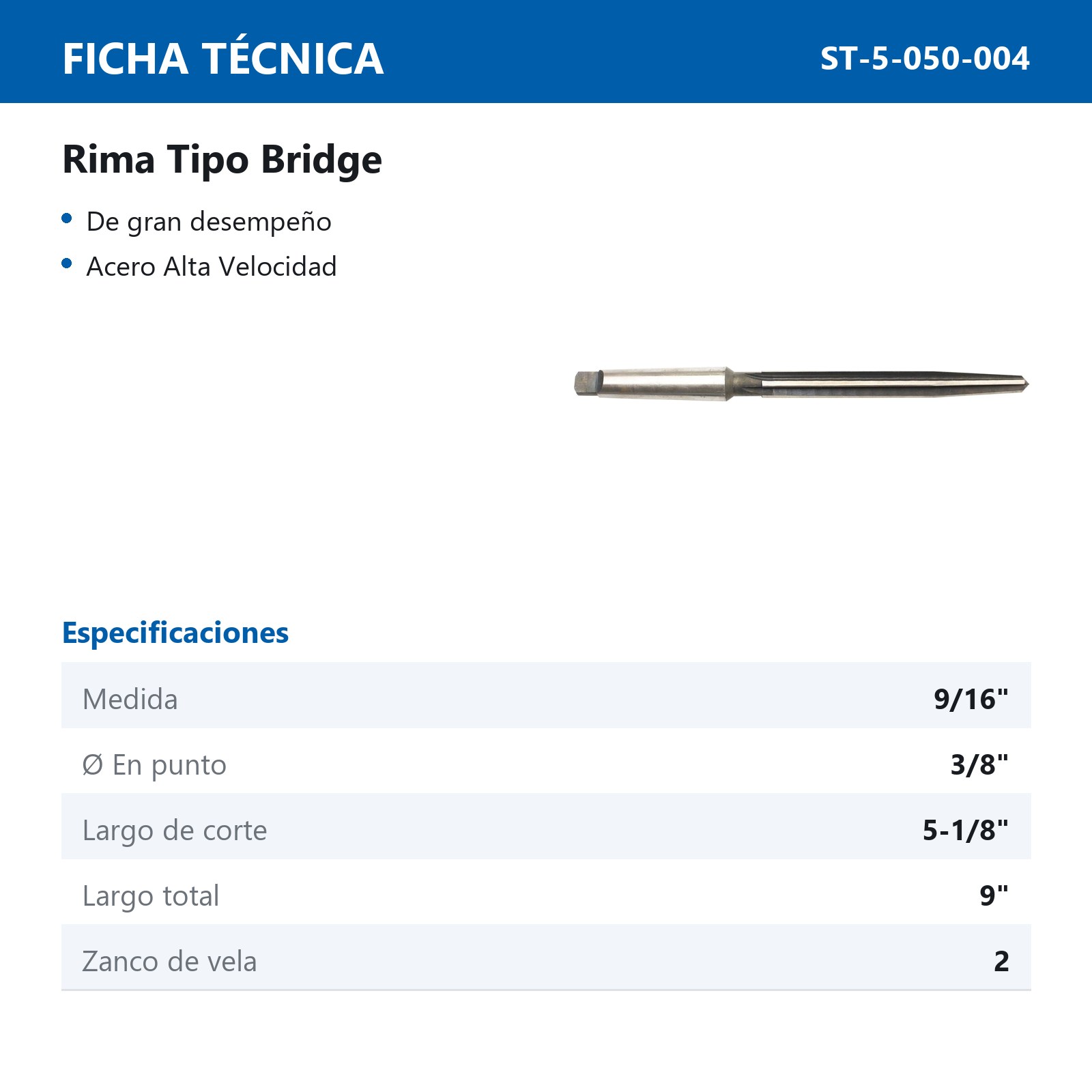 RIMA TIPO BRIDGE 9/16" - Imagen 2