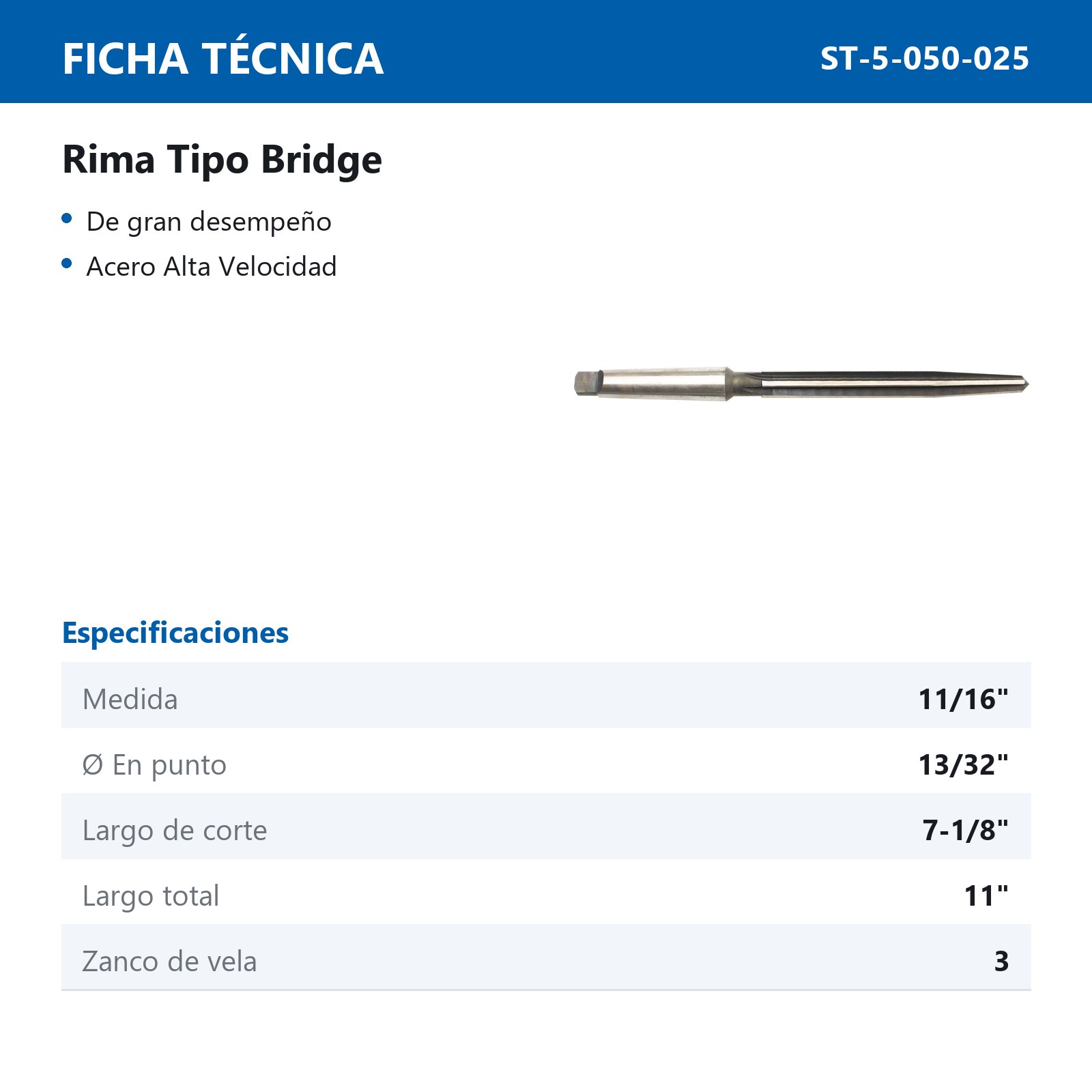RIMA TIPO BRIDGE 11/16" - Imagen 2