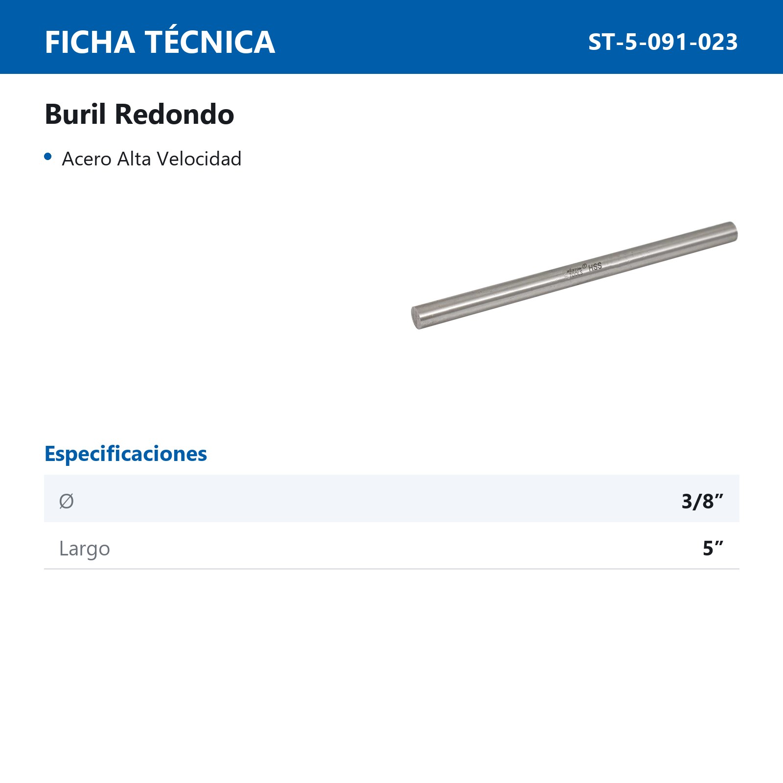 BURIL REDONDO A.V. 3/8X5" - Imagen 2