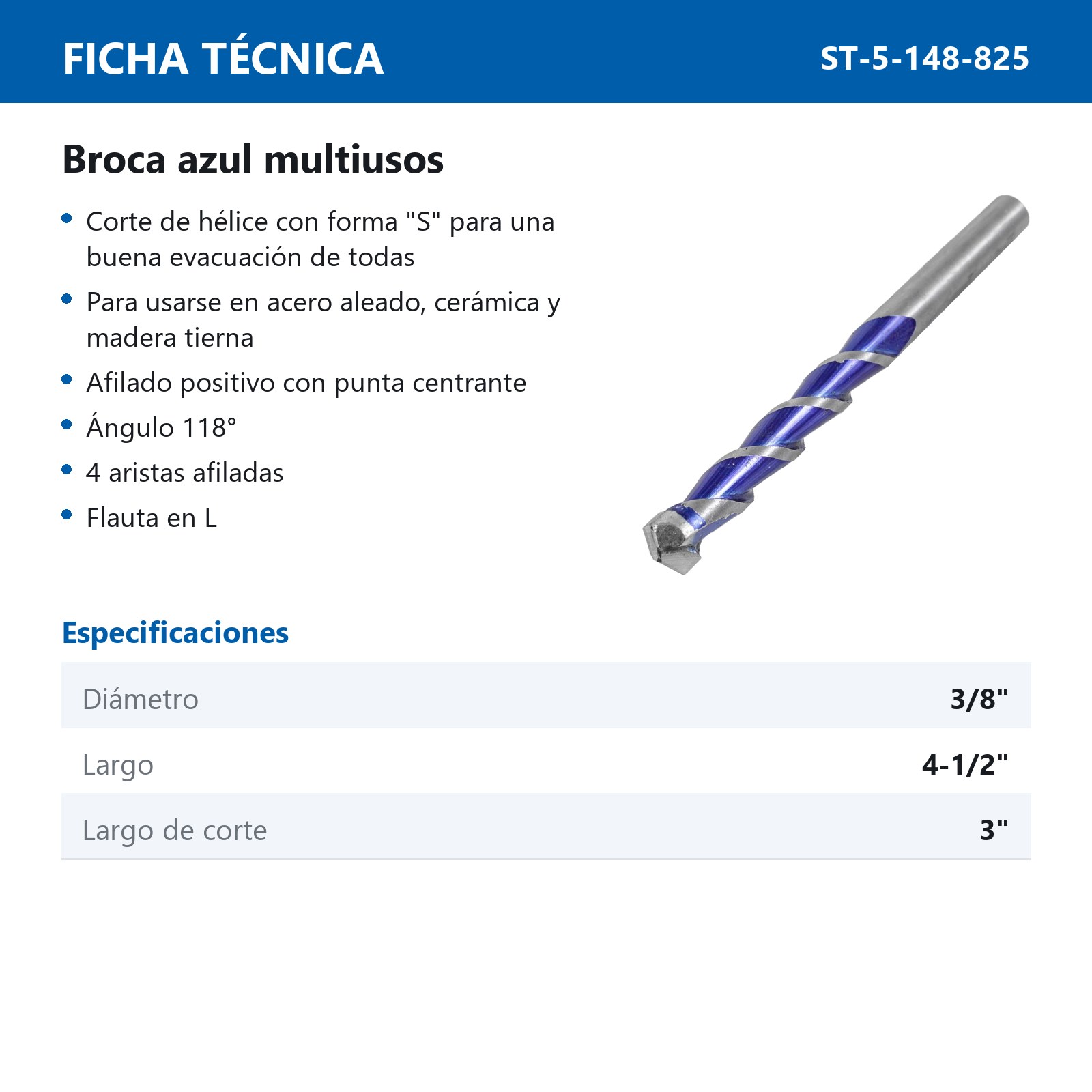 BROCA WP AZUL MULTIUSOS 3/8" - Imagen 2