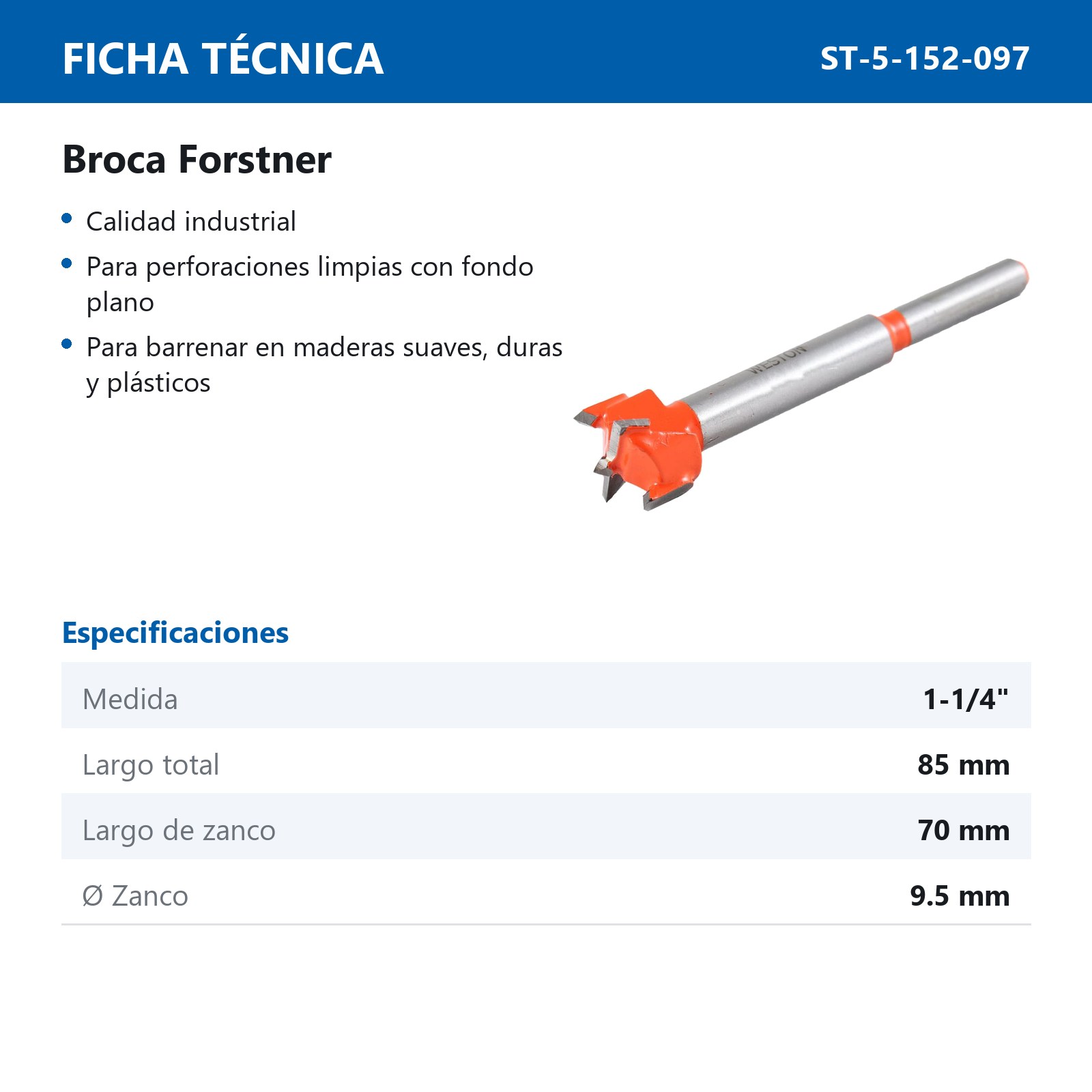 BROCA FORSTNER 1-1/4" - Imagen 4
