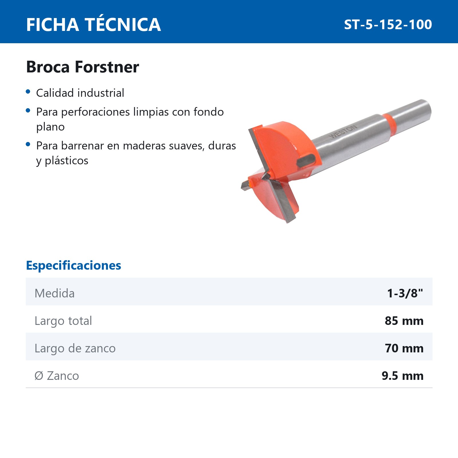 BROCA FORSTNER 1-3/8" - Imagen 4