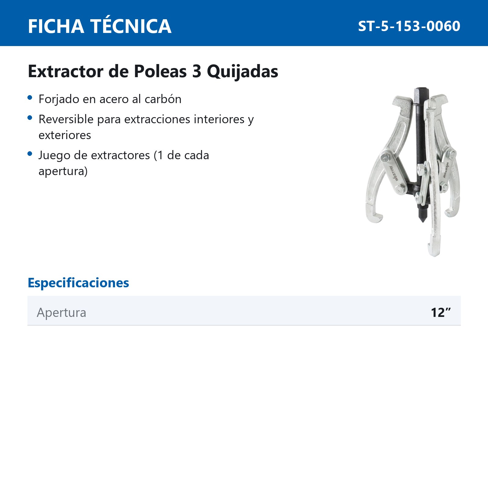 EXTRACTOR D/POLEAS 3 QUIJADAS 12" - Imagen 4