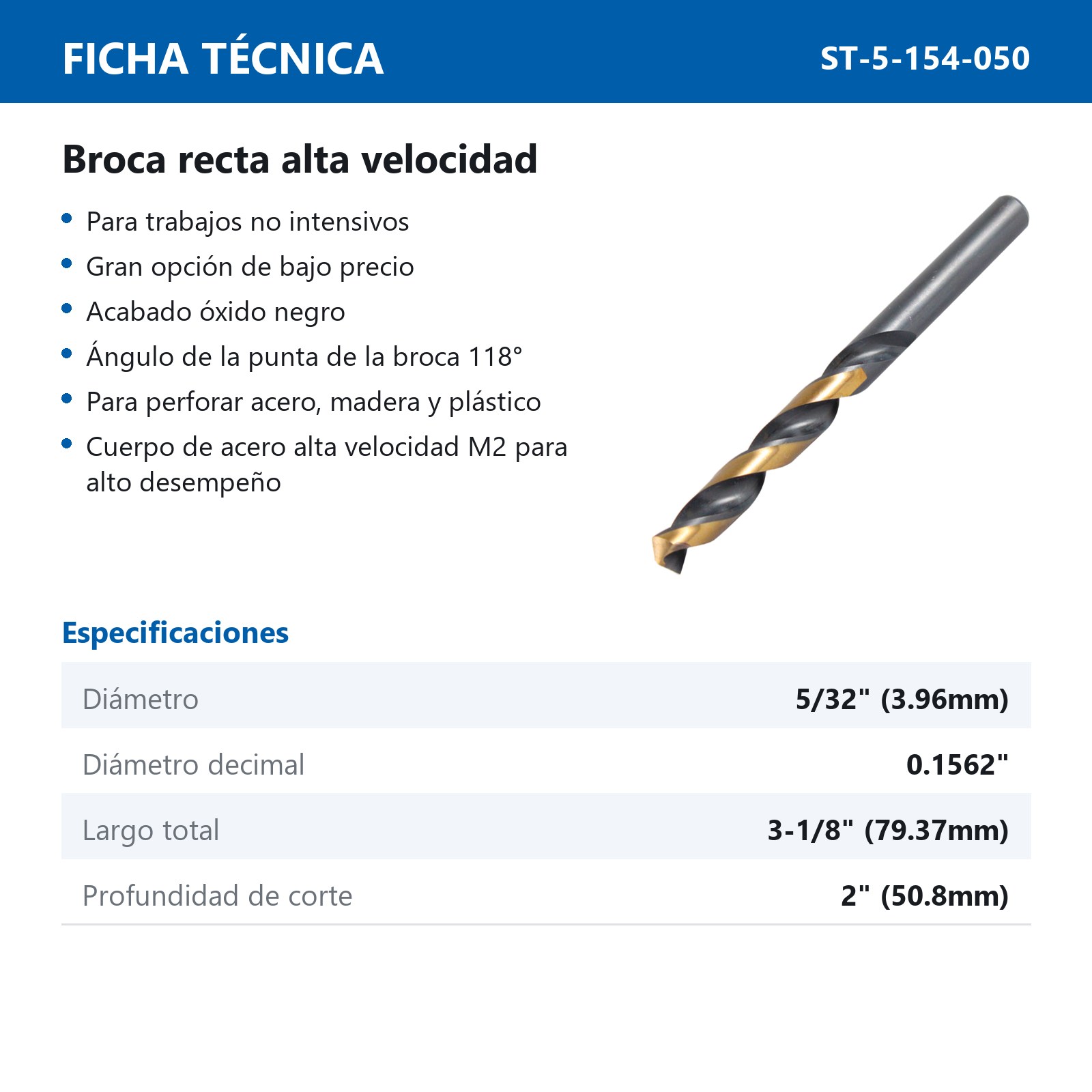 BROCA A.V. 5/32" MIMS (Precio x pieza - Empaque c/10 pzas) - Imagen 4