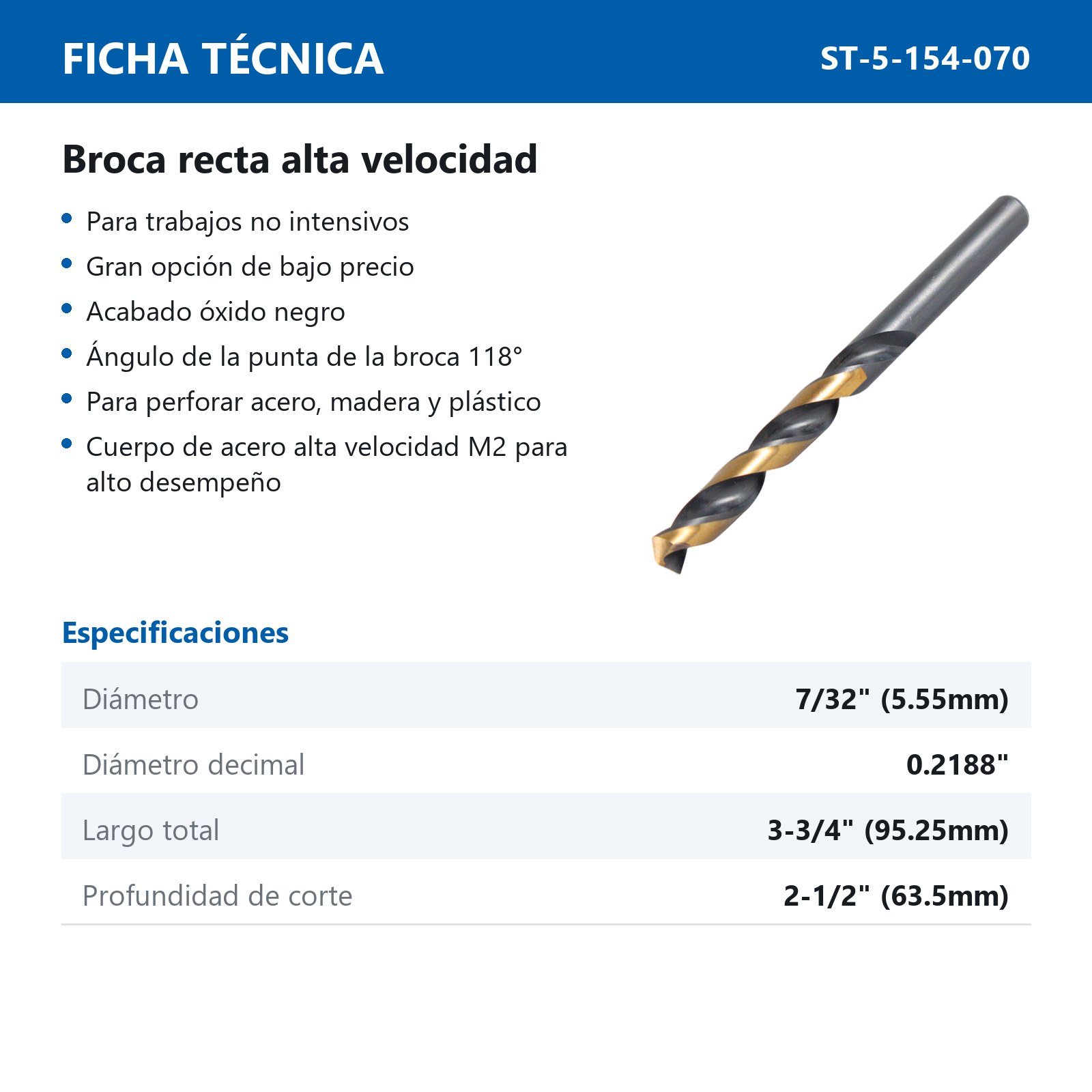 BROCA A.V. 7/32" MIMS (Precio x pieza - Empaque c/10 pzas) - Imagen 4