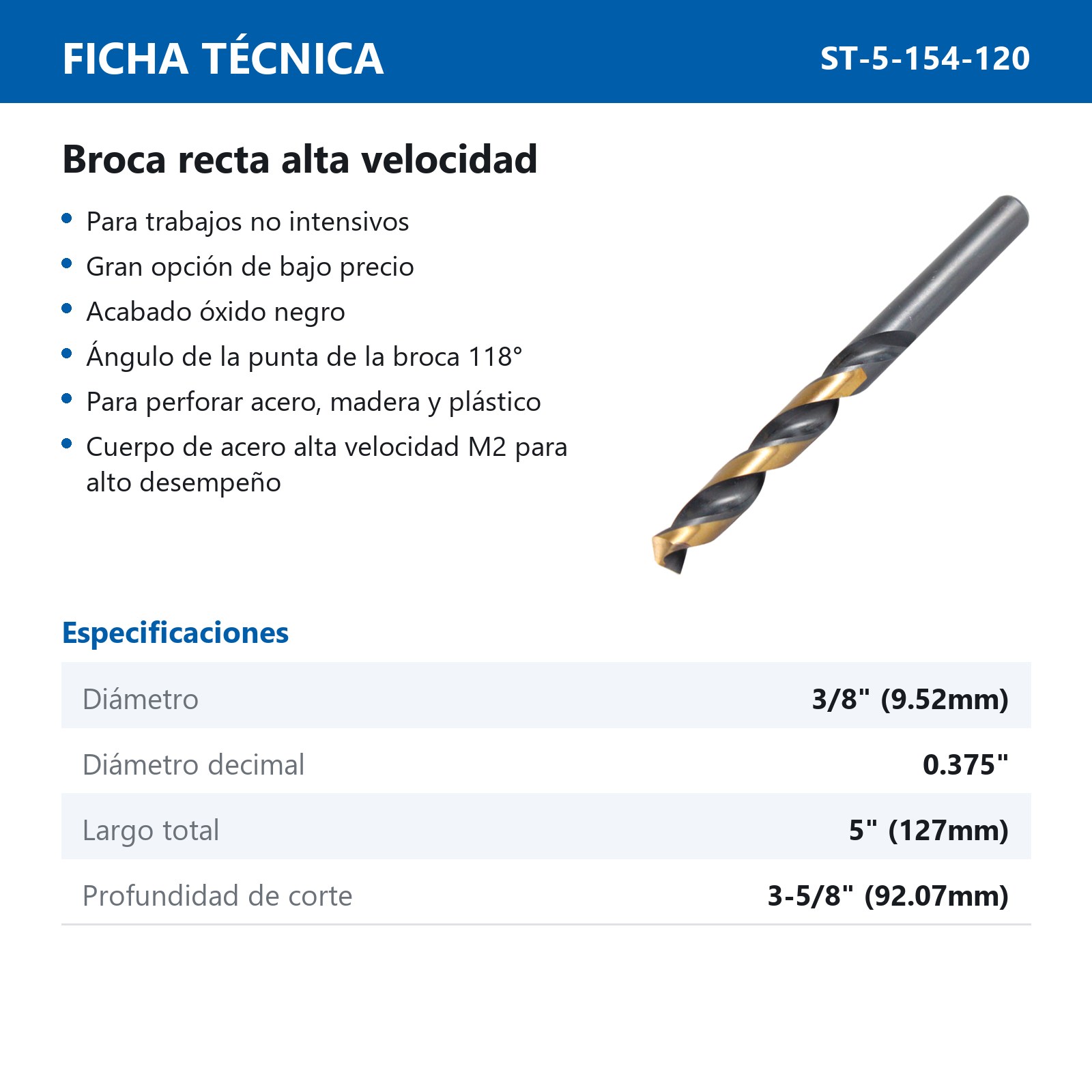 BROCA A.V. 3/8" MIMS (Precio x pieza - Empaque c/5 pzas) - Imagen 4