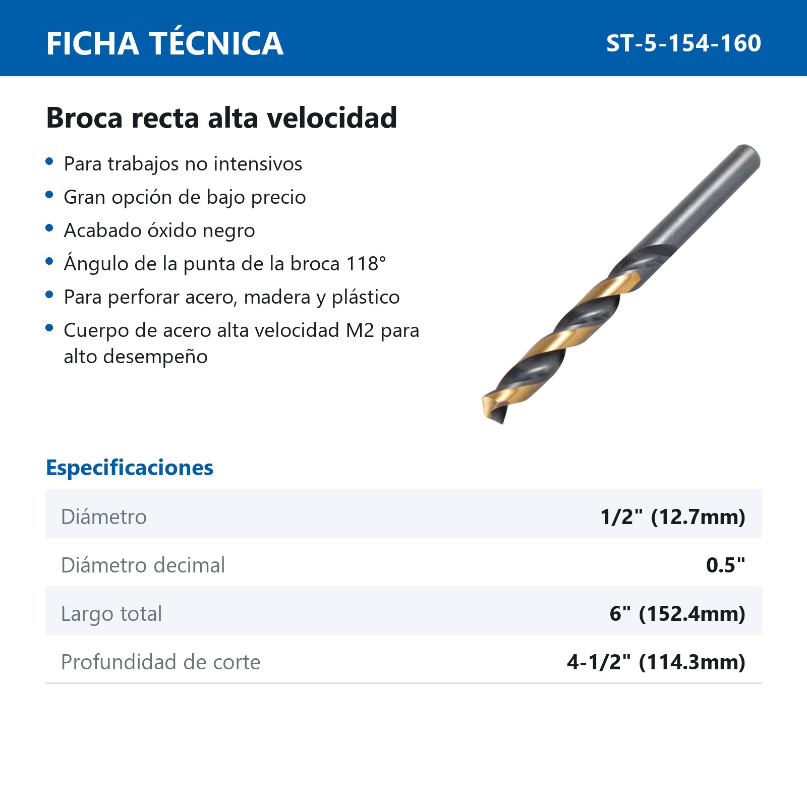 BROCA A.V. 1/2" MIMS (Precio x pieza - Empaque c/5 pzas) - Imagen 4