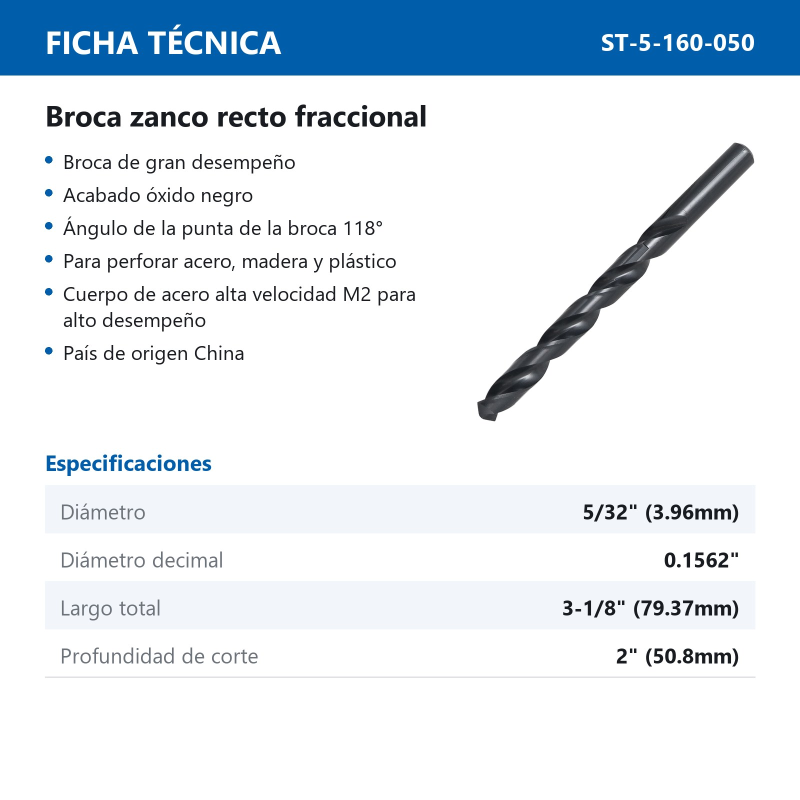 BROCA A.V. 5/32" (Precio x pieza - Empaque c/12 pzas) - Imagen 3