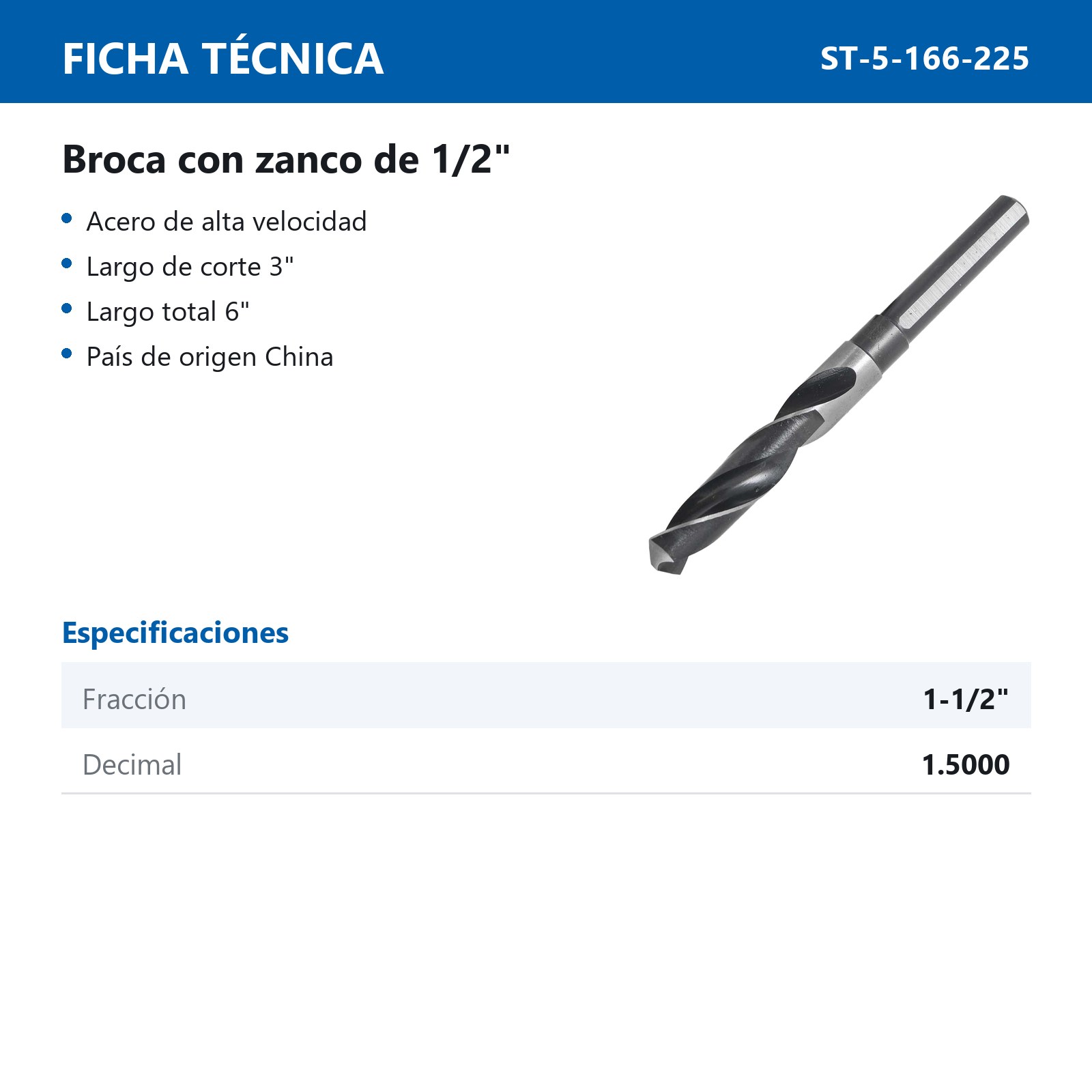 BROCA A.V. ZANCO 1/2" 1-1/2" - Imagen 4