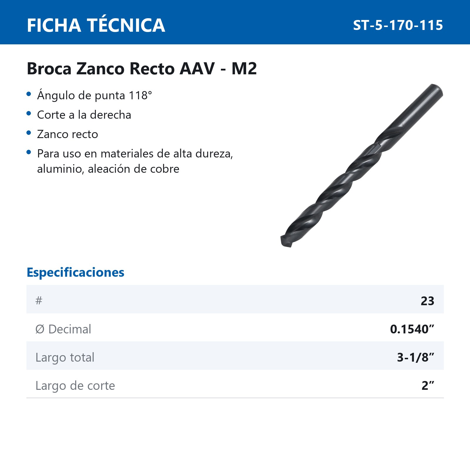 BROCA A.V. # 23 (Precio x pieza - Empaque c/12 pzas) - Imagen 3
