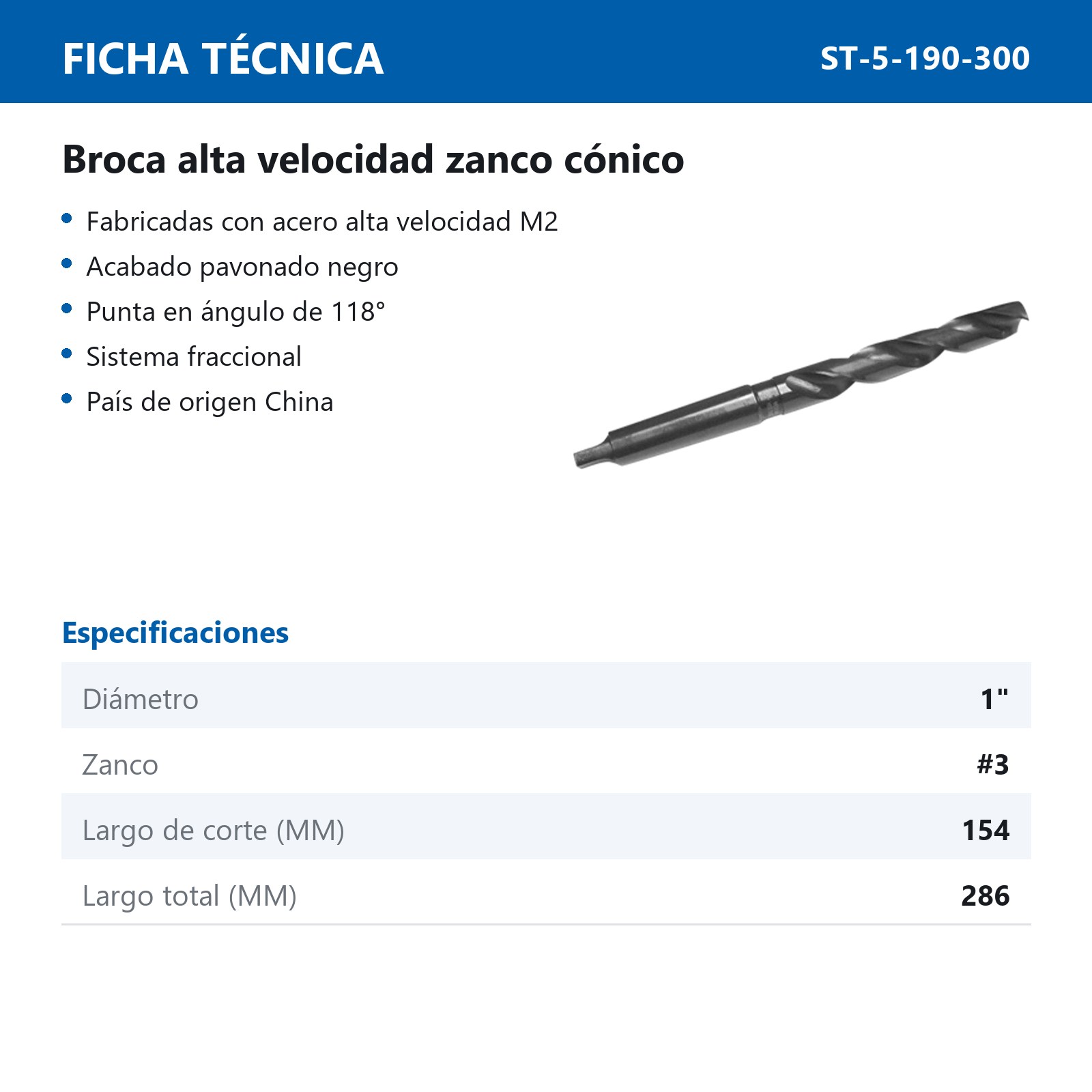 BROCA ZANCO CONICO 1" #3 - Imagen 2