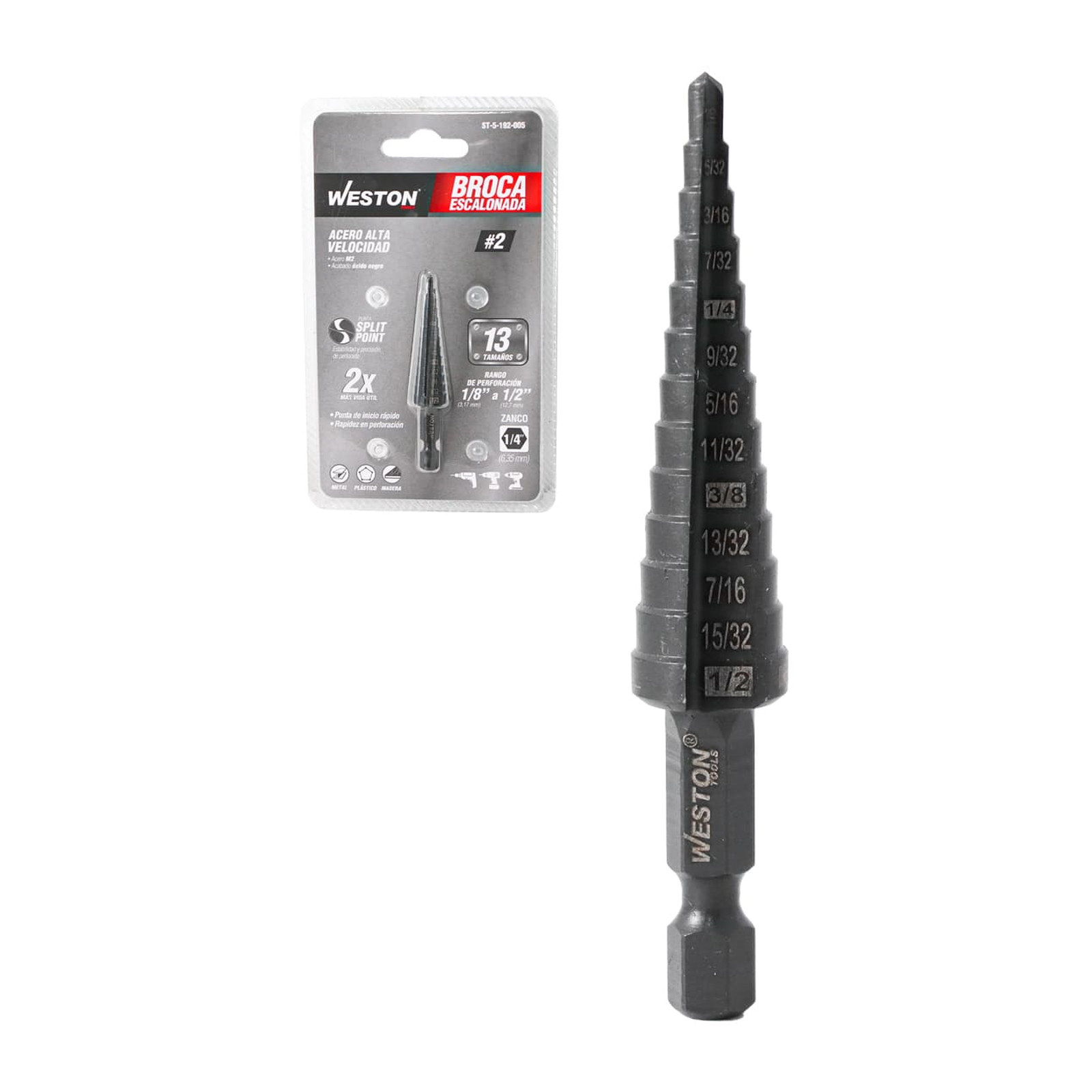 Broca Escalonada M2 No. 2 Weston 1/8" a 1/2"