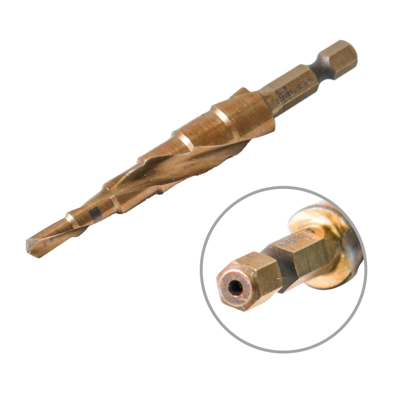 BROCA ESCALONADA ESPIRAL COBALTO #1 3/16'' - 1/2'' WESTON PLUS - Imagen 3
