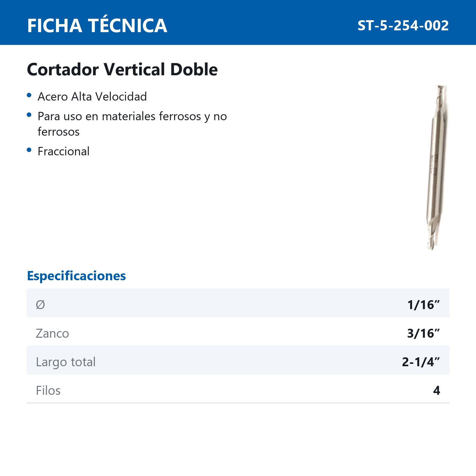 CORTADOR VERTICAL DOBLE 1/16 X 3/16 4F - Imagen 2