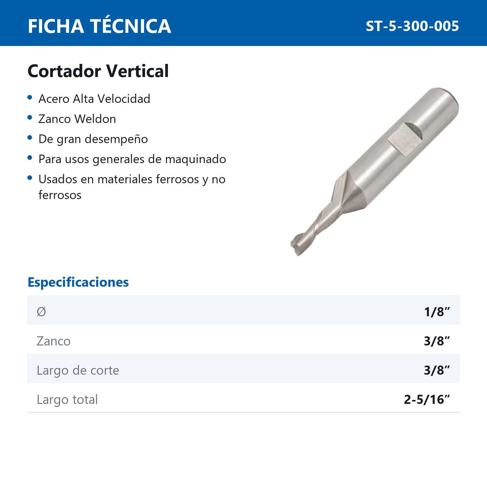 CORTADOR VERTICAL A.V. 1/8"X3/8" 2F - Imagen 3