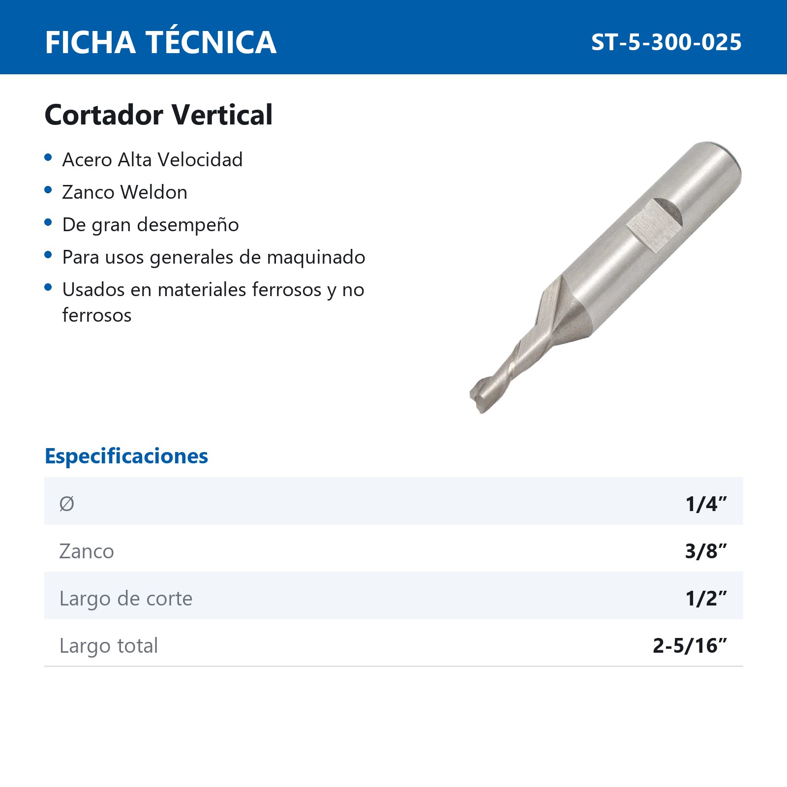 CORTADOR VERTICAL A.V. 1/4"X3/8" 2F - Imagen 3