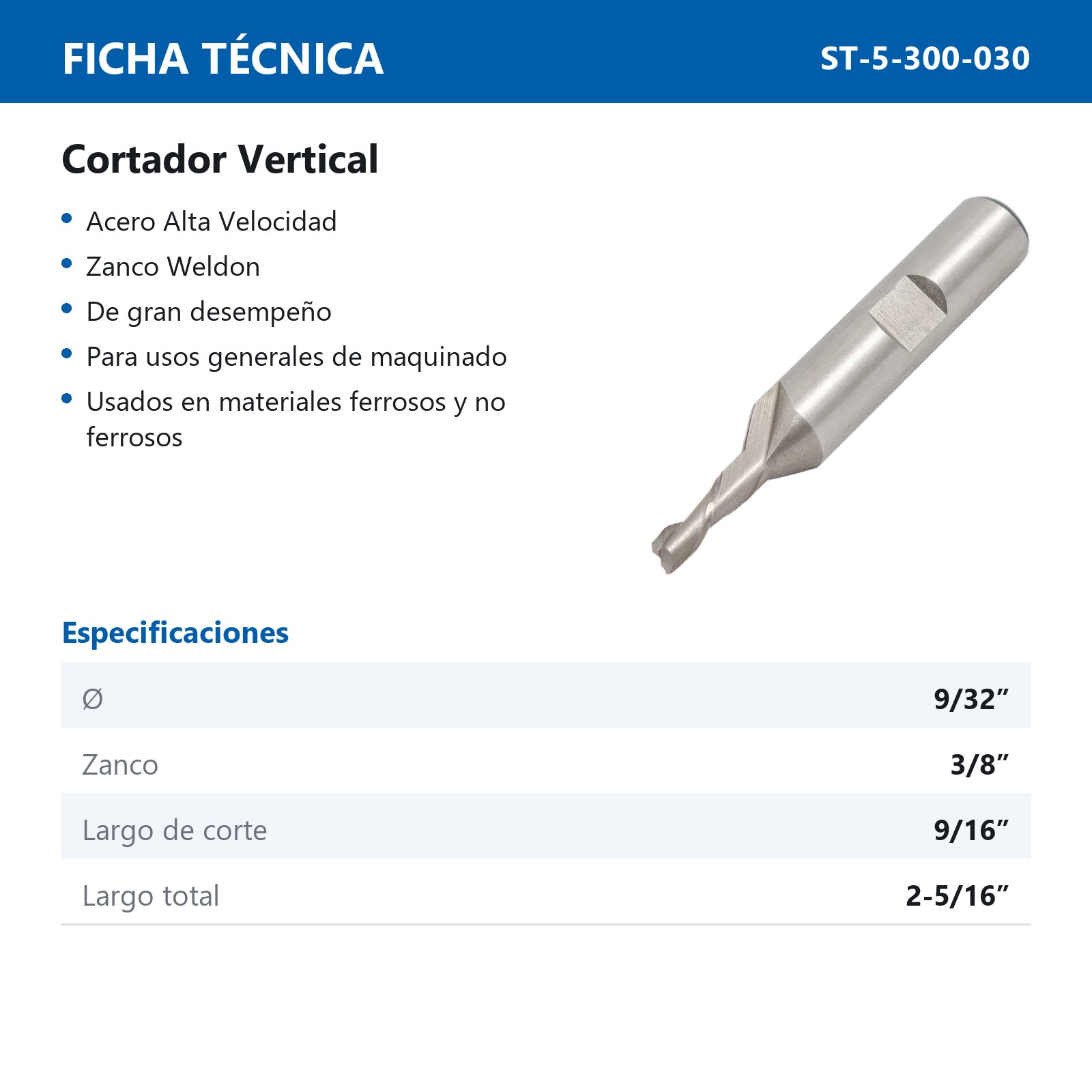CORTADOR VERTICAL A.V. 9/32"X3/8" 2F - Imagen 3