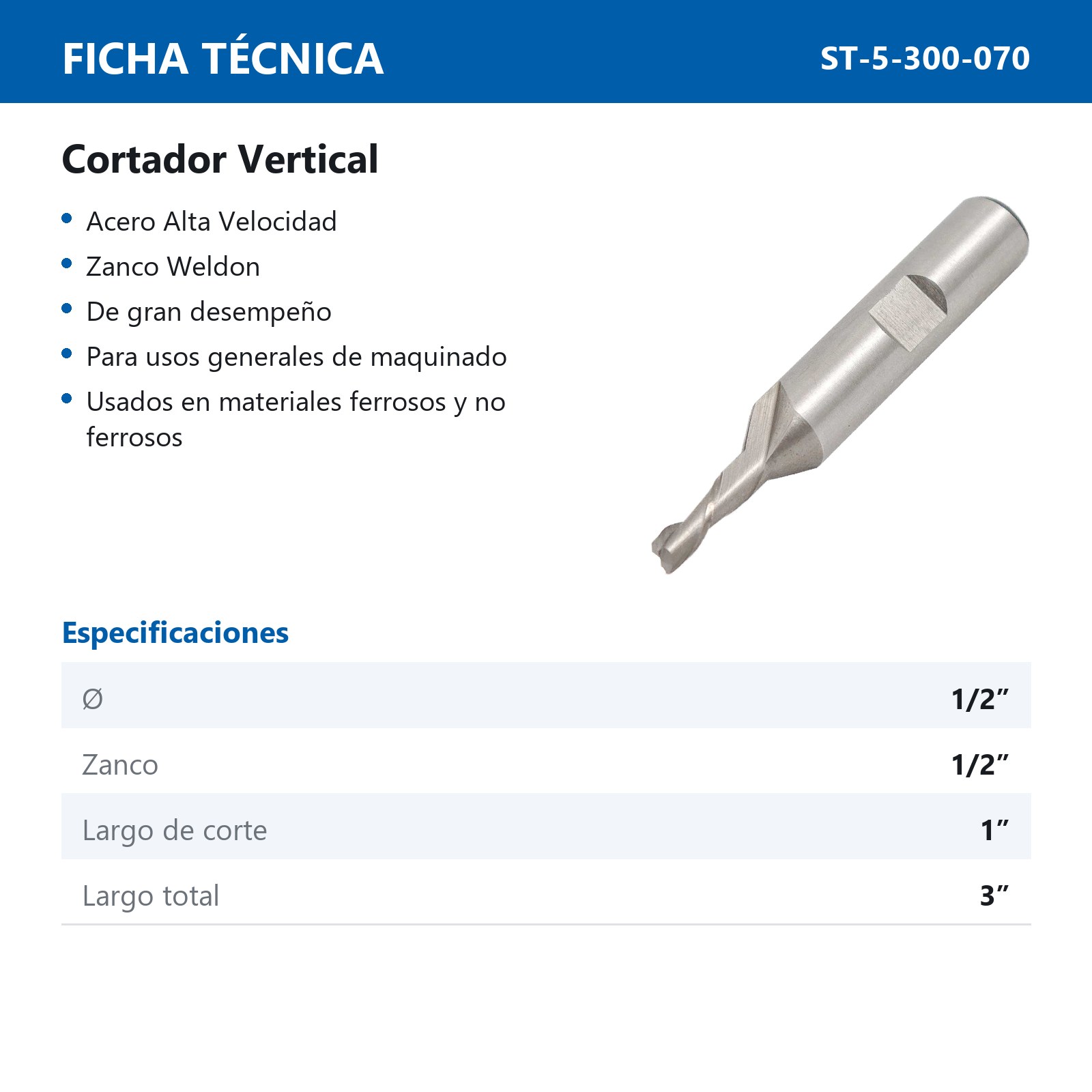 CORTADOR VERTICAL A.V. 1/2X1/2" 2F - Imagen 3