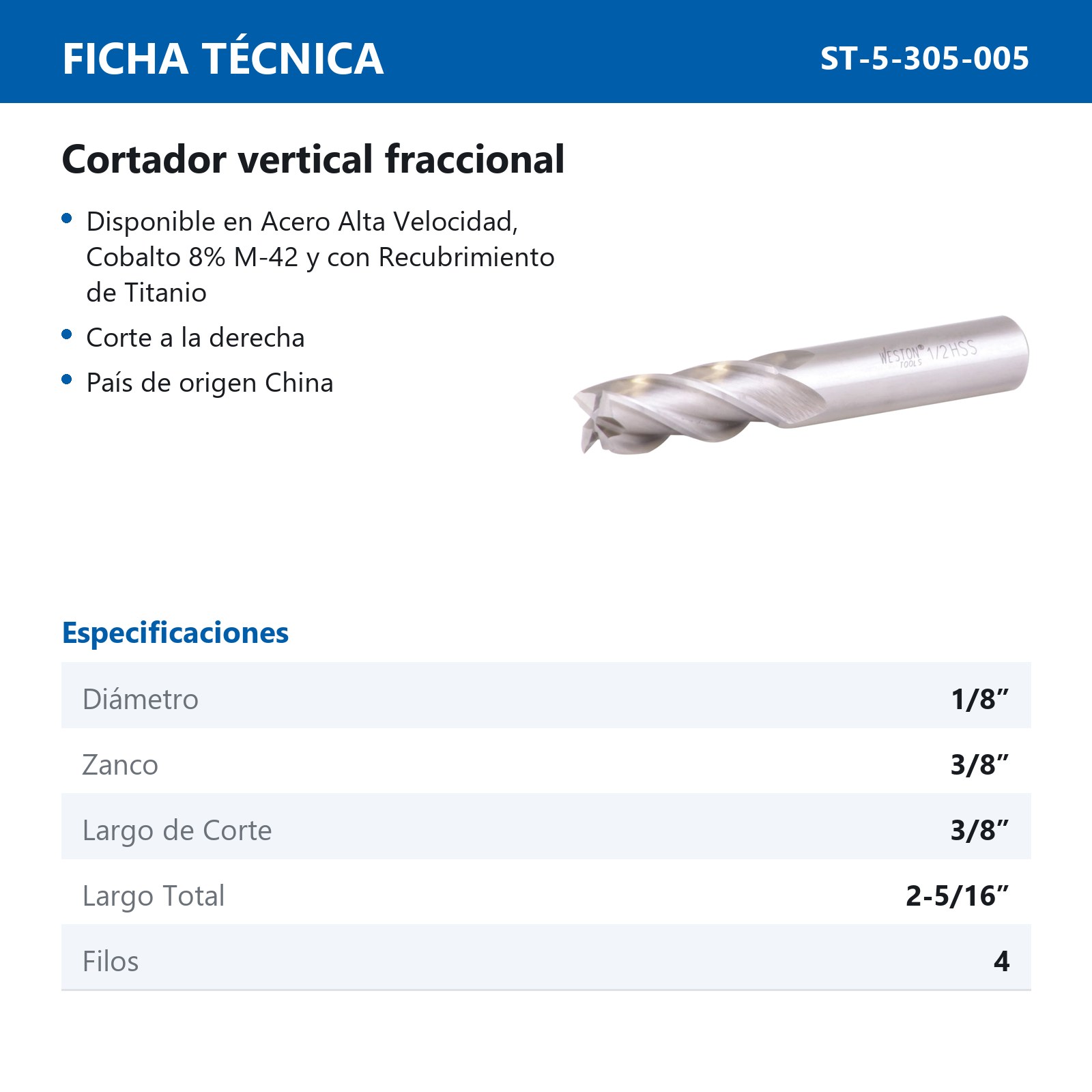 CORTADOR VERTICAL A.V. 1/8X3/8" 4F - Imagen 2