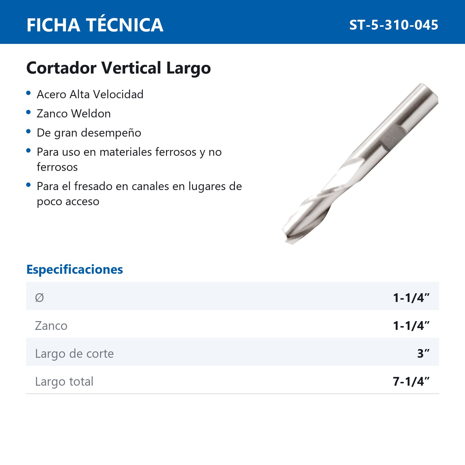 CORTADOR VERTICAL 1-1/4 X 1-1/4" 2F LARG - Imagen 2