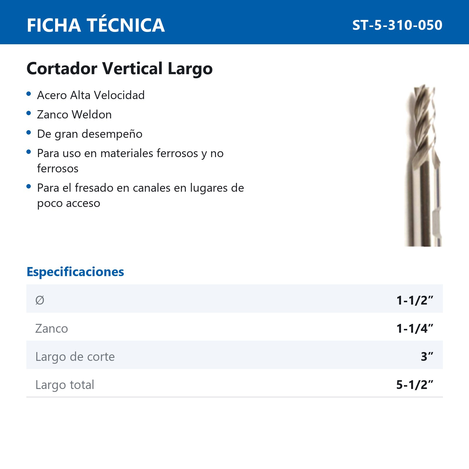 CORTADOR VERTICAL 1-1/2 X 1-1/4" 2F LARG - Imagen 2