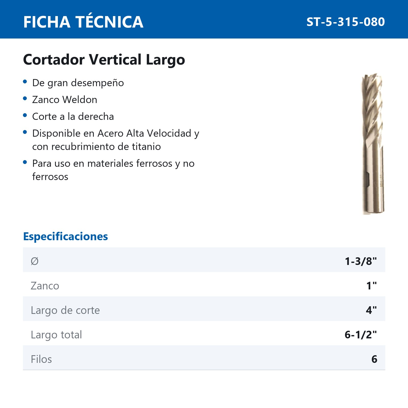 CORTADOR VERTICAL A.V. 1-3/8X1" LGO 6F - Imagen 2