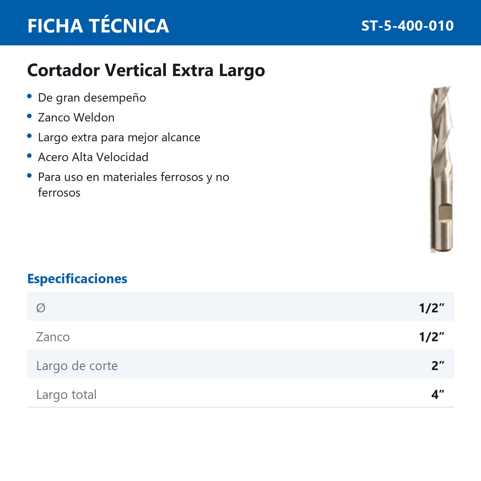 CORTADOR VERTICAL 1/2 X 1/2" 2F N/EXT. - Imagen 2