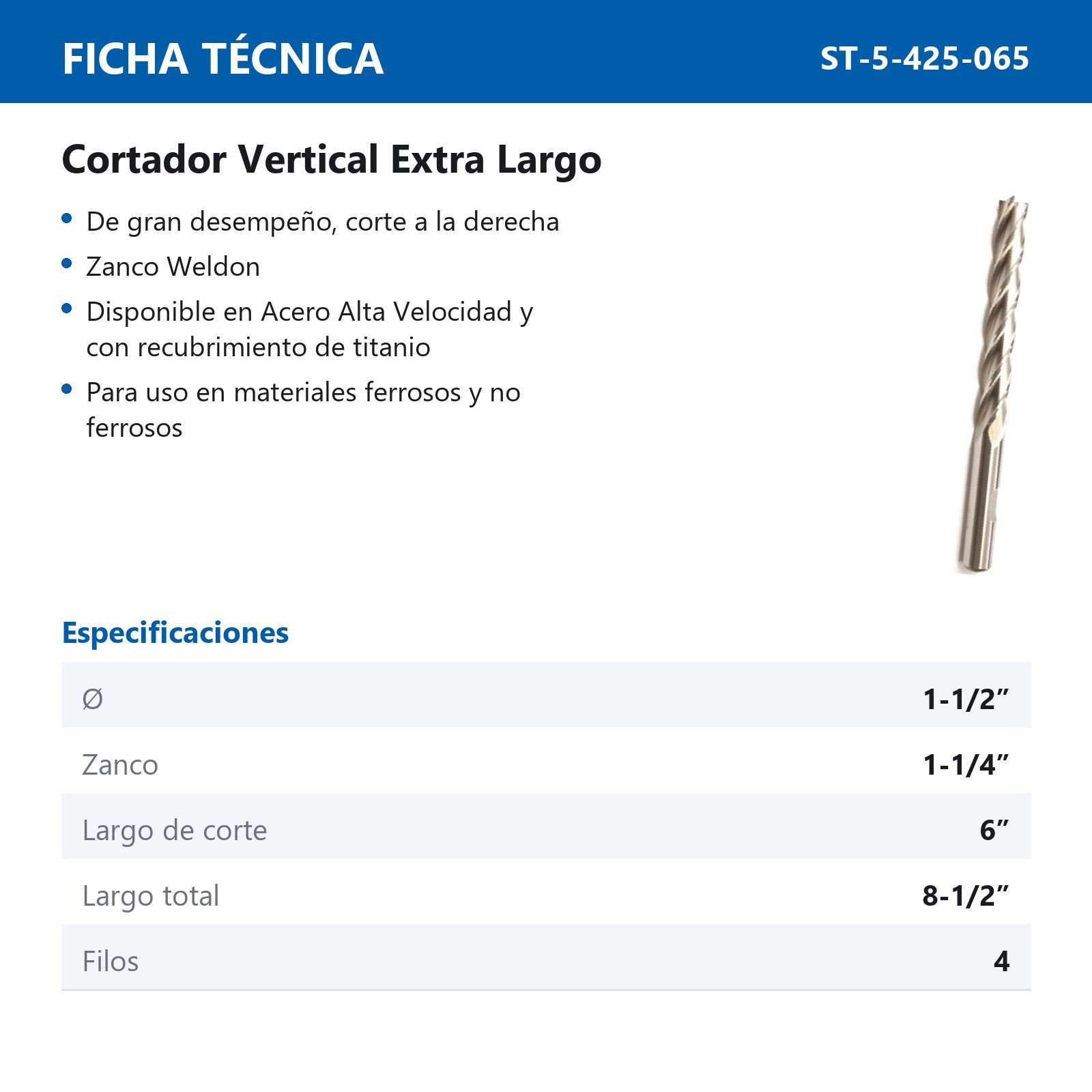 CORTADOR VERTICAL 1-1/2 X 1-1/4" 4F EXT/LGO - Imagen 2
