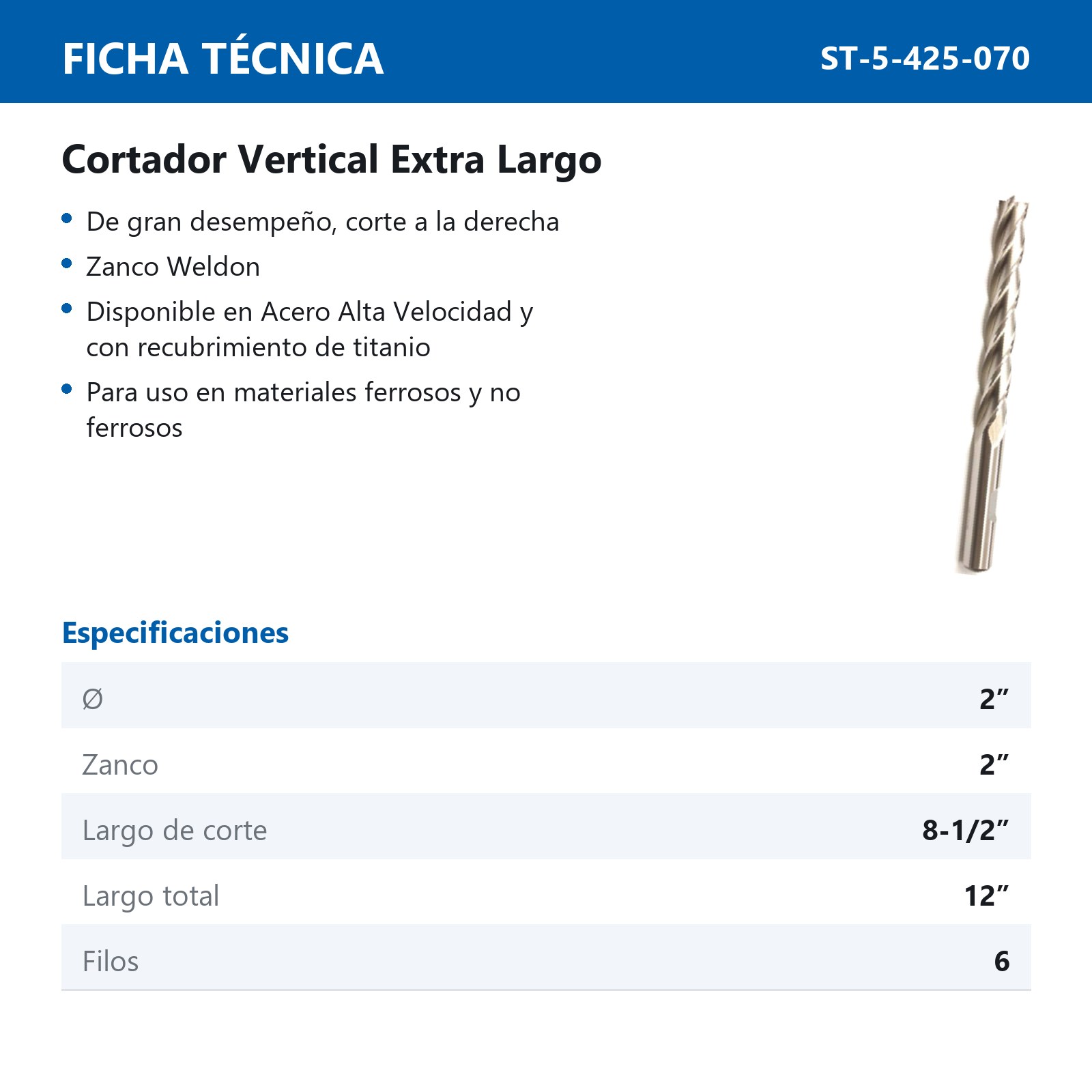 CORTADOR VERTICAL 2 X 2" EXT/LGO 6F - Imagen 2