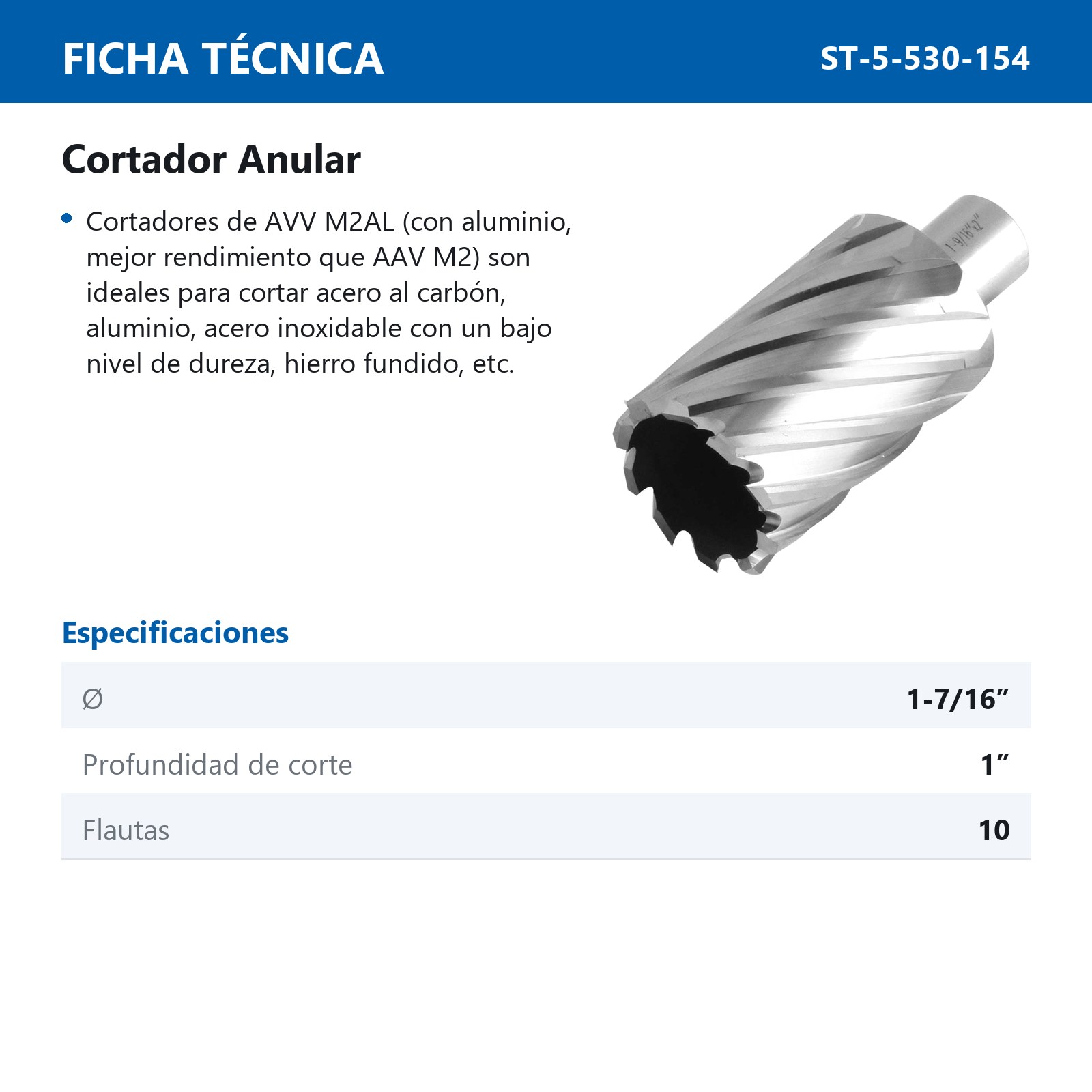 CORTADOR ANULAR AVV 1-7/16" x 1" - Imagen 2