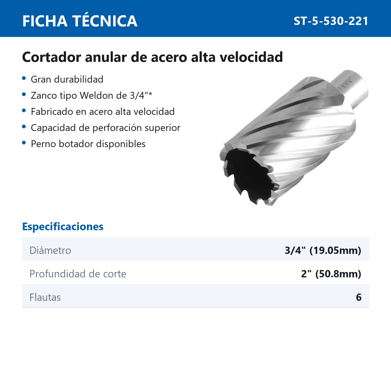 CORTADOR ANULAR AVV 3/4 x 2" - Imagen 2