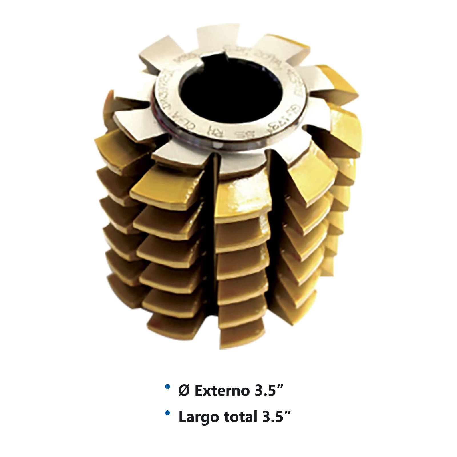 CORTADOR P/ENGRANE T/HOB COBALTO C/REC. D/TITANIO 20° PD 6 3.5" x 3.5" x 1-1/4" - Imagen 2