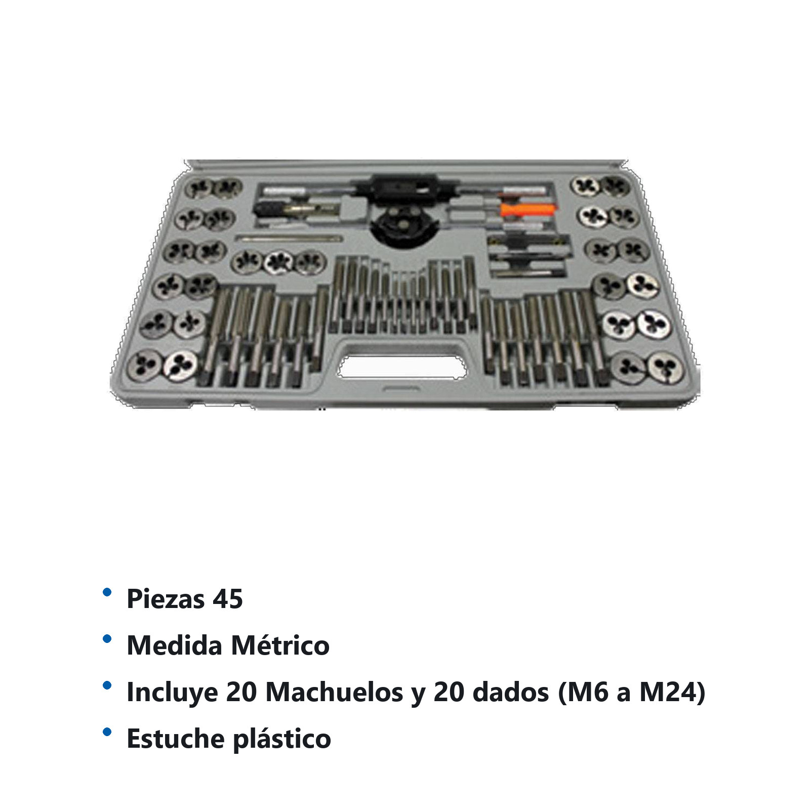 JUEGO MACHUELOS Y DADOS 45 PCS. METRICA M6 A M24 MM AVV - Imagen 2