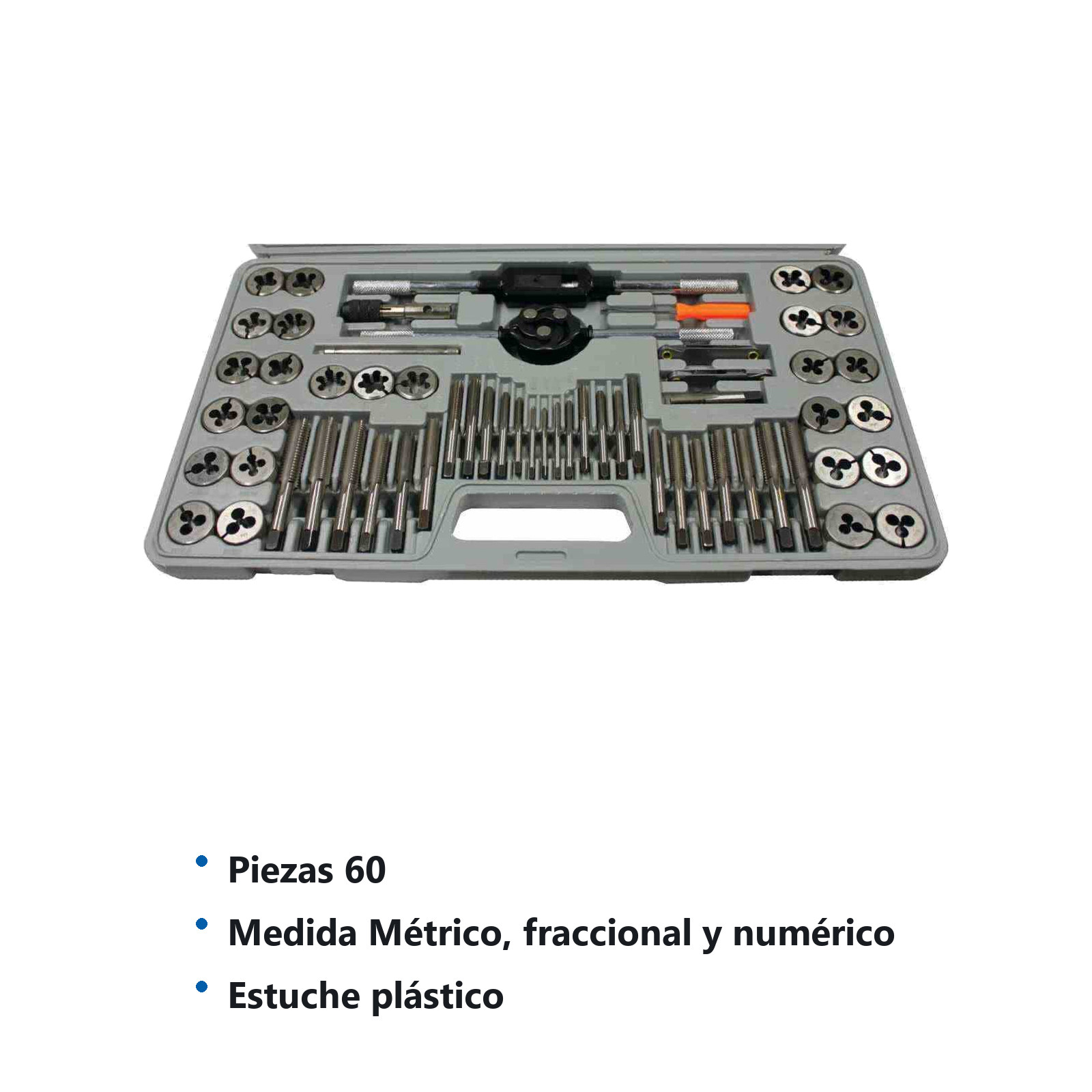 JUEGO MACHUELOS Y DADOS 60 PCS. METRICA, FRACCIONAL Y NUMERICO AVV - Imagen 2