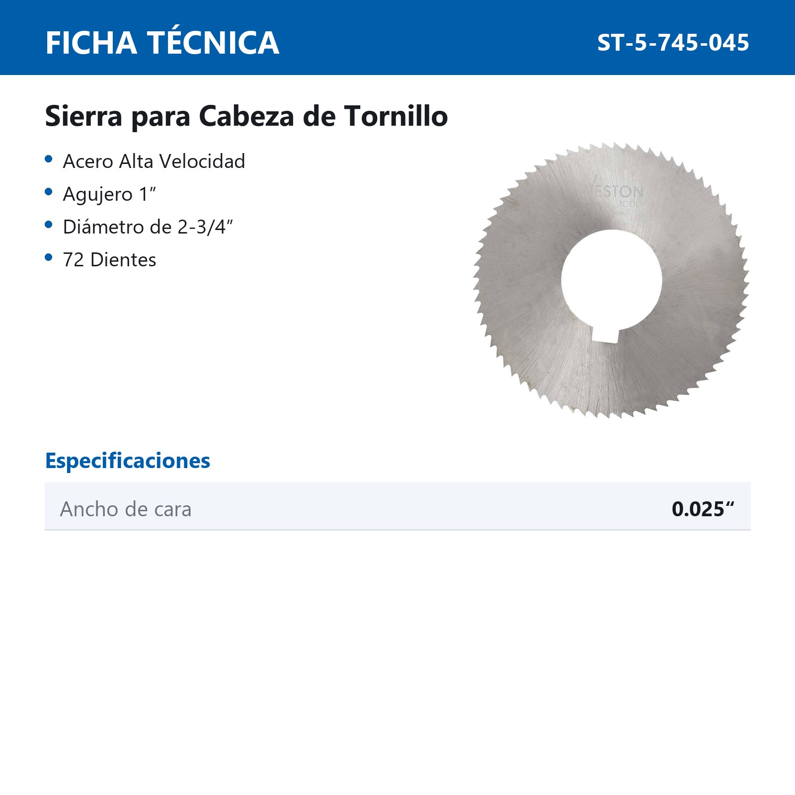 SIERRA P/CAB. D/TORN. 2-3/4X.025X1X72 D. - Imagen 3