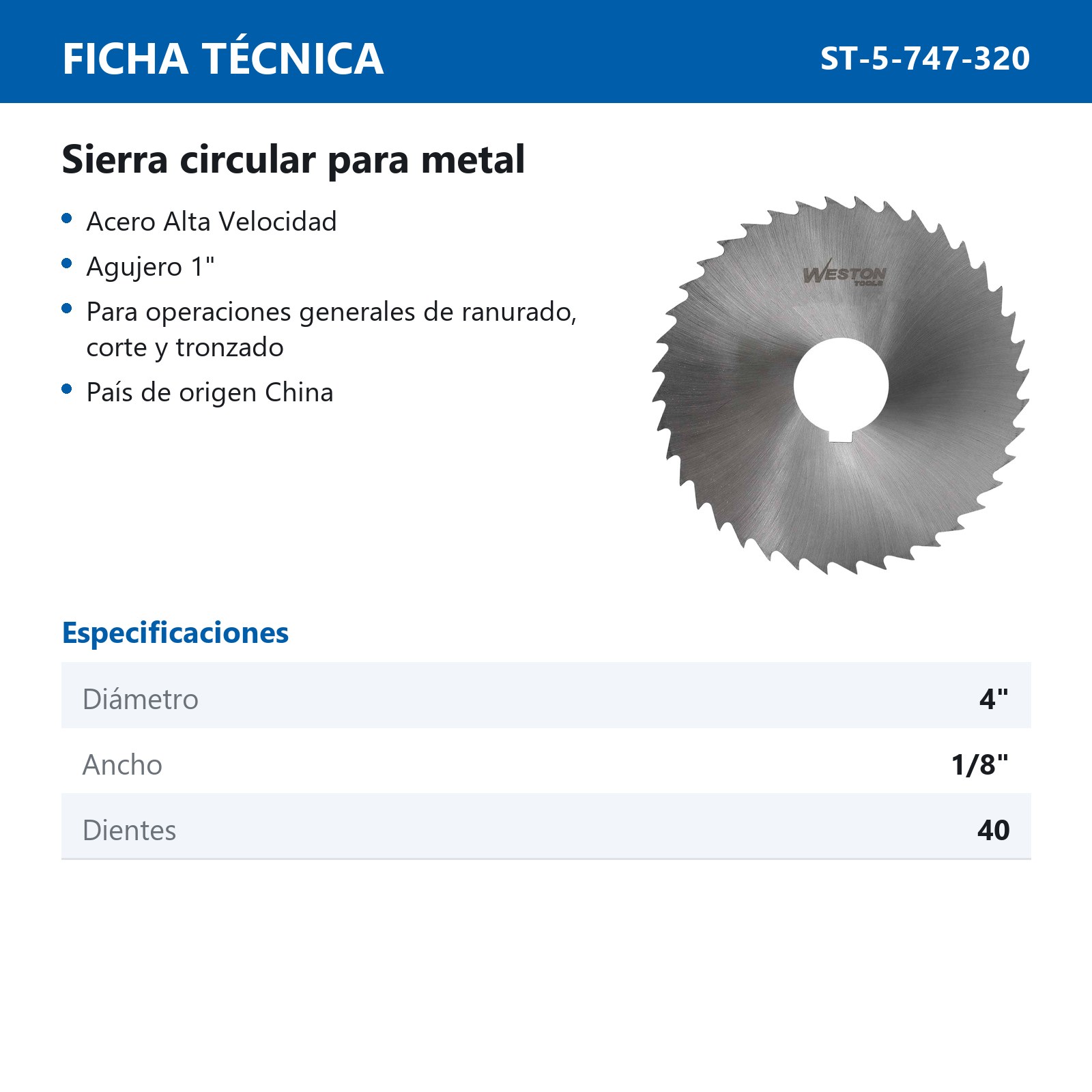 SIERRA CIRCULAR P/METAL 4X1/8X1X40 D. - Imagen 3