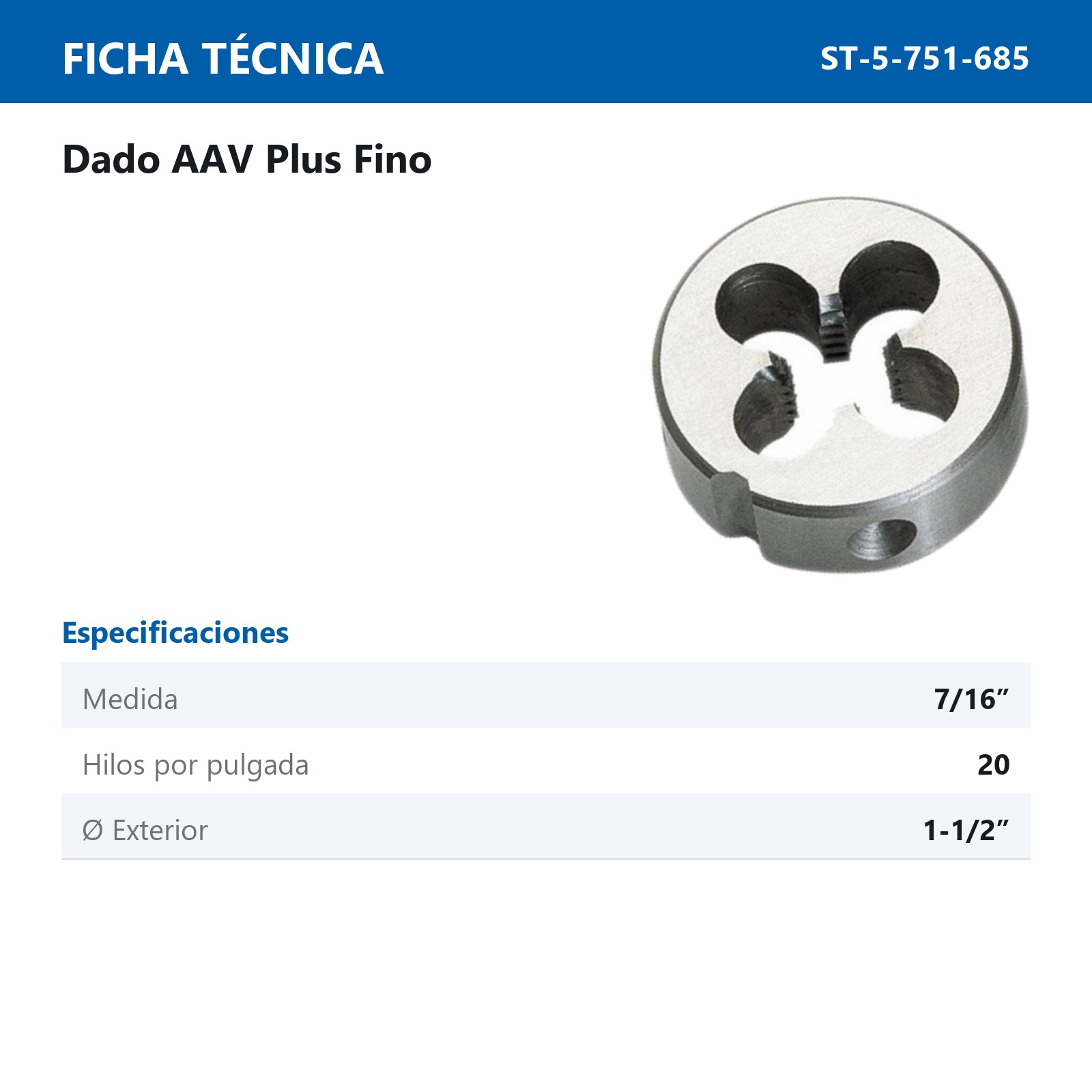 DADO PLUS 7/16-20 X 1.5 - Imagen 2