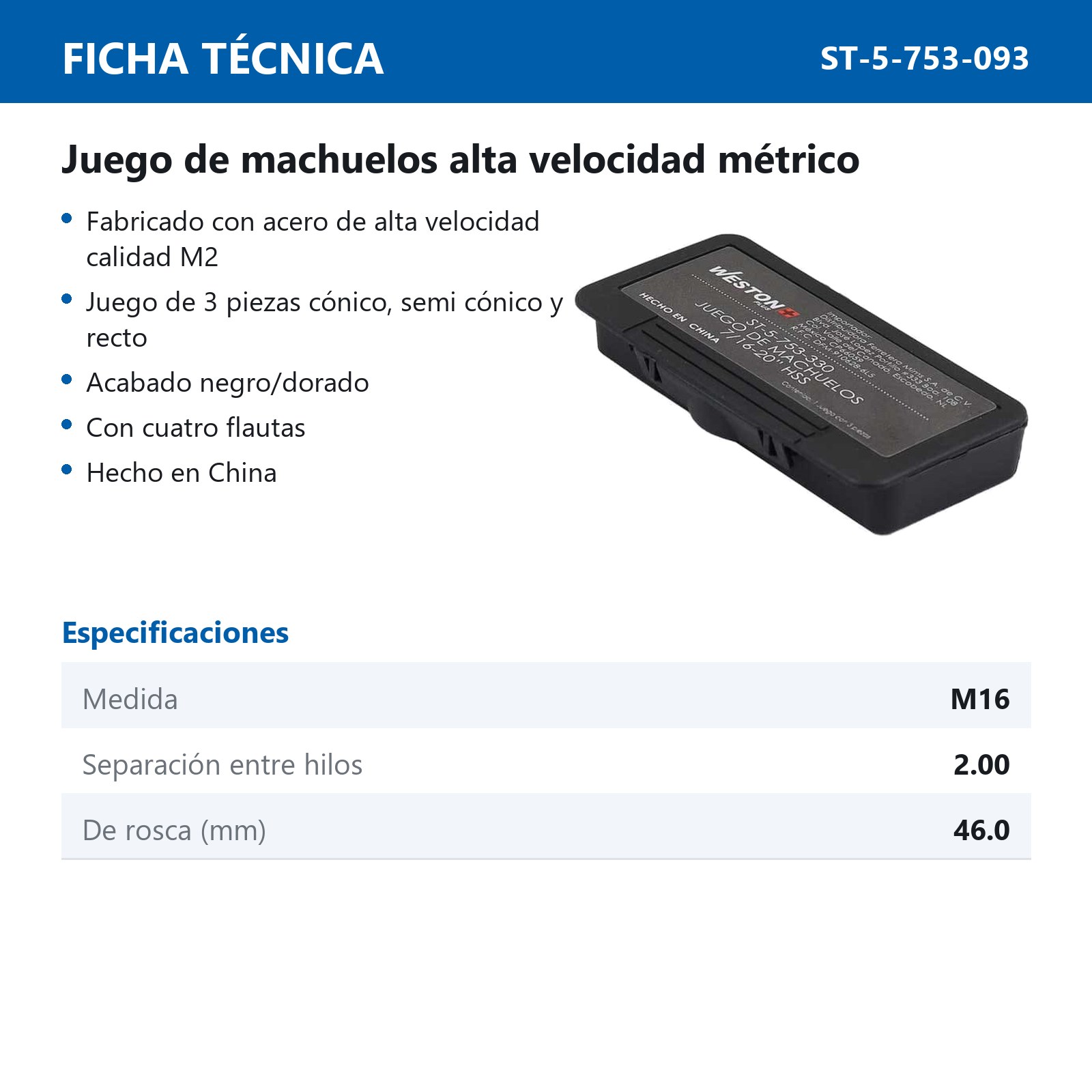 JGO. MACHUELO PLUS M16X2 AAV D7 - Imagen 3