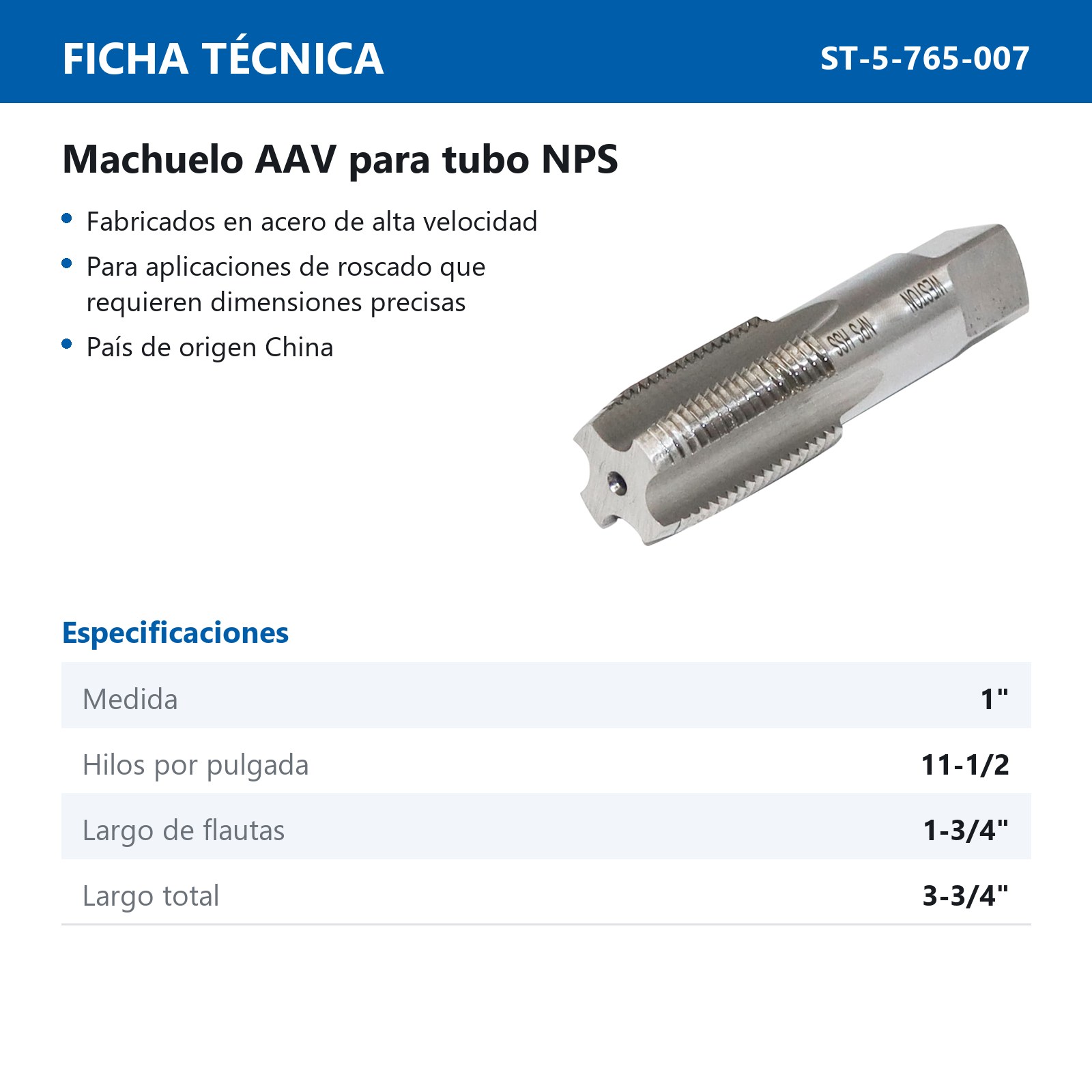 MACHUELOS 1"-11.1/2" NPS AAV - Imagen 4