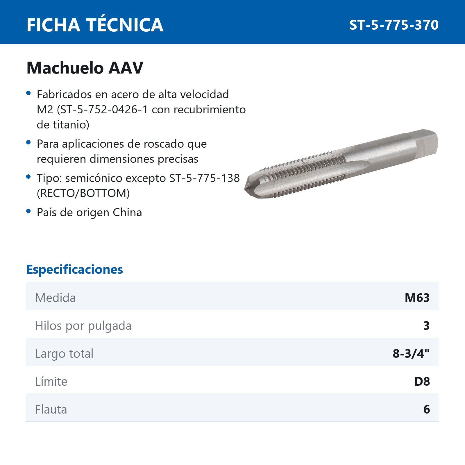 MACHUELO M63.0 X 3.0 AAV - Imagen 3
